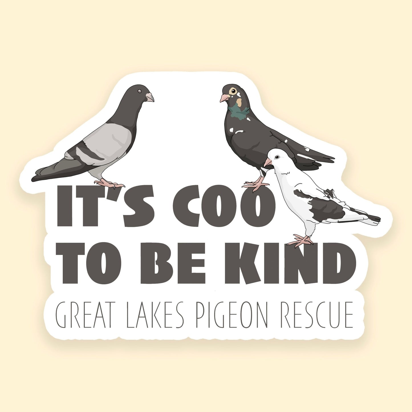3" Sticker | FUNDRAISER | Great Lakes Pigeon Rescue - Detezi Designs -
