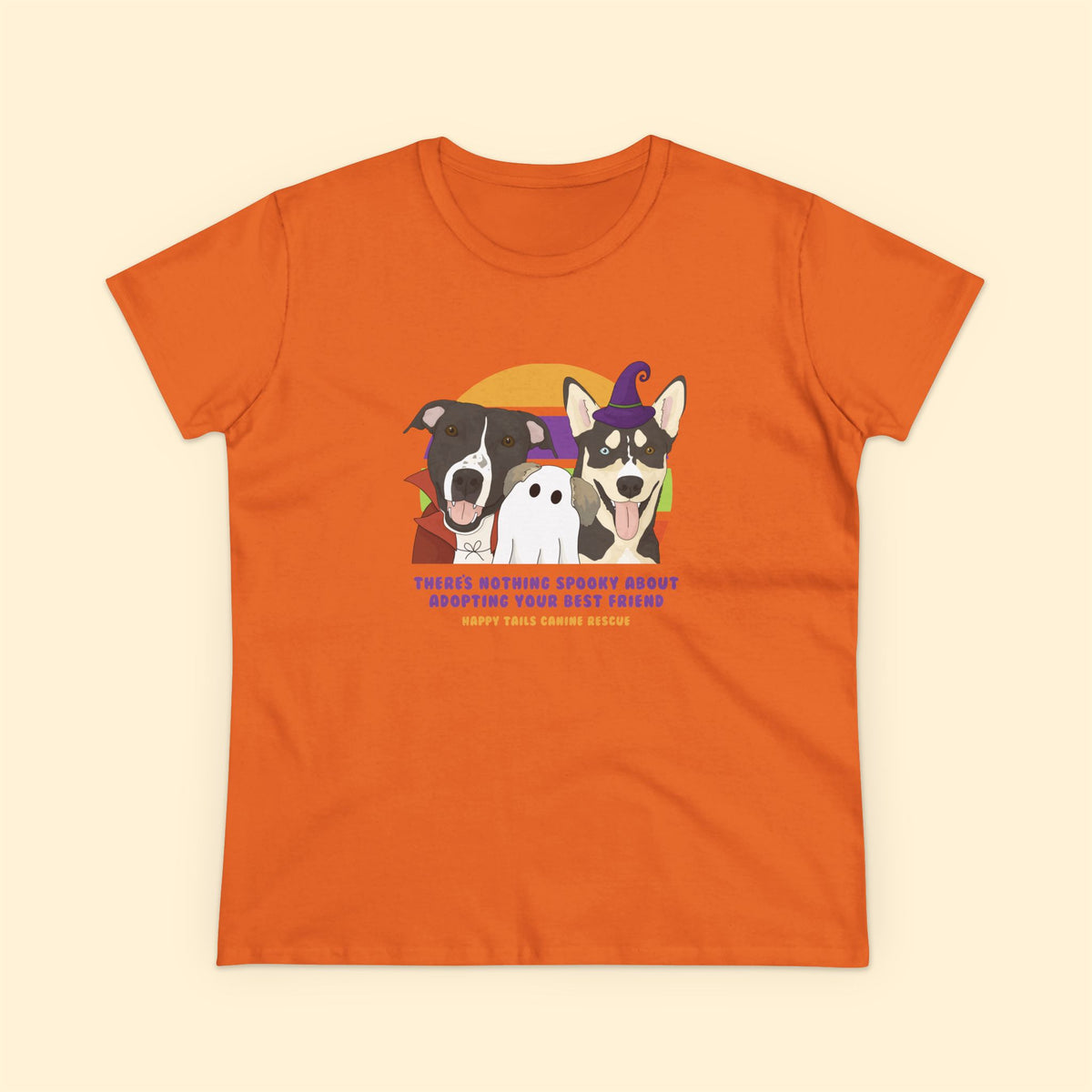 Ladies' Cut Crewneck Tee | FUNDRAISER | Happy Tails Canine Rescue | Halloween