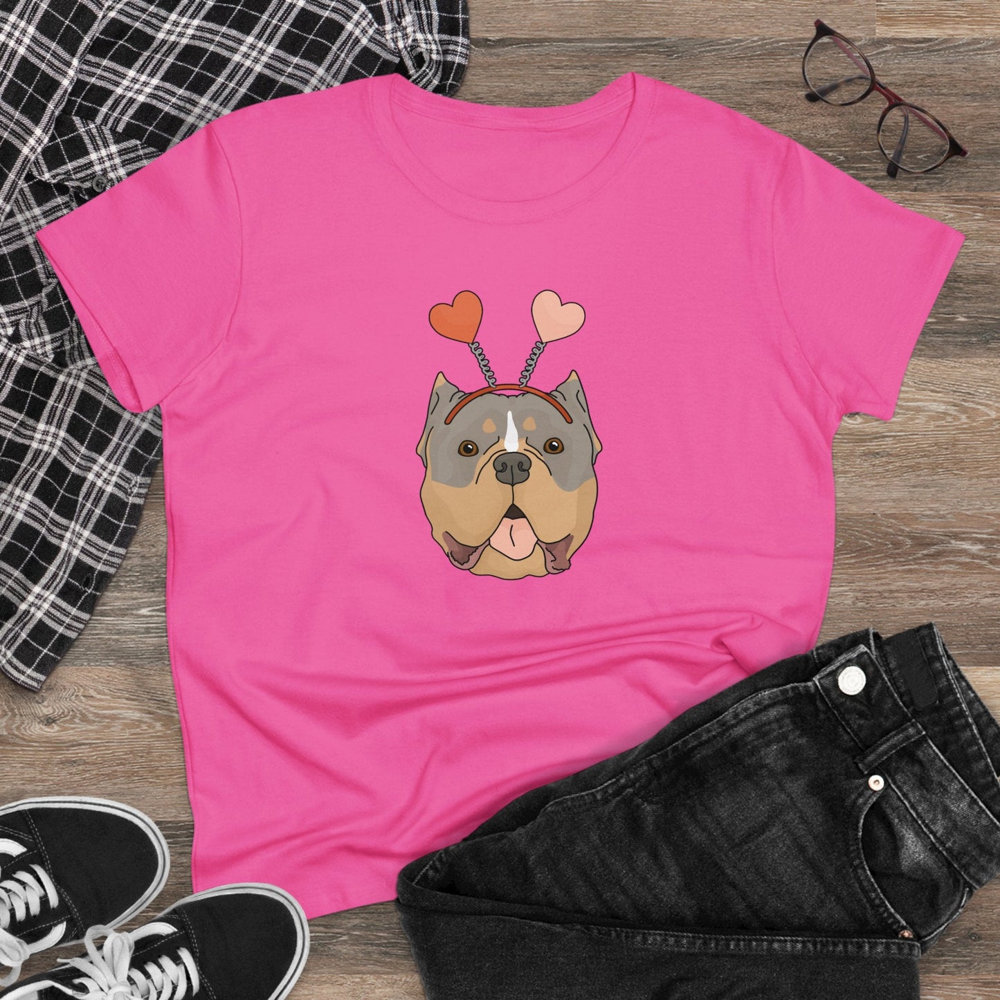 A Very American Bully Valentine | Women's Midweight Cotton Tee - Detezi Designs - 18740560710806382478