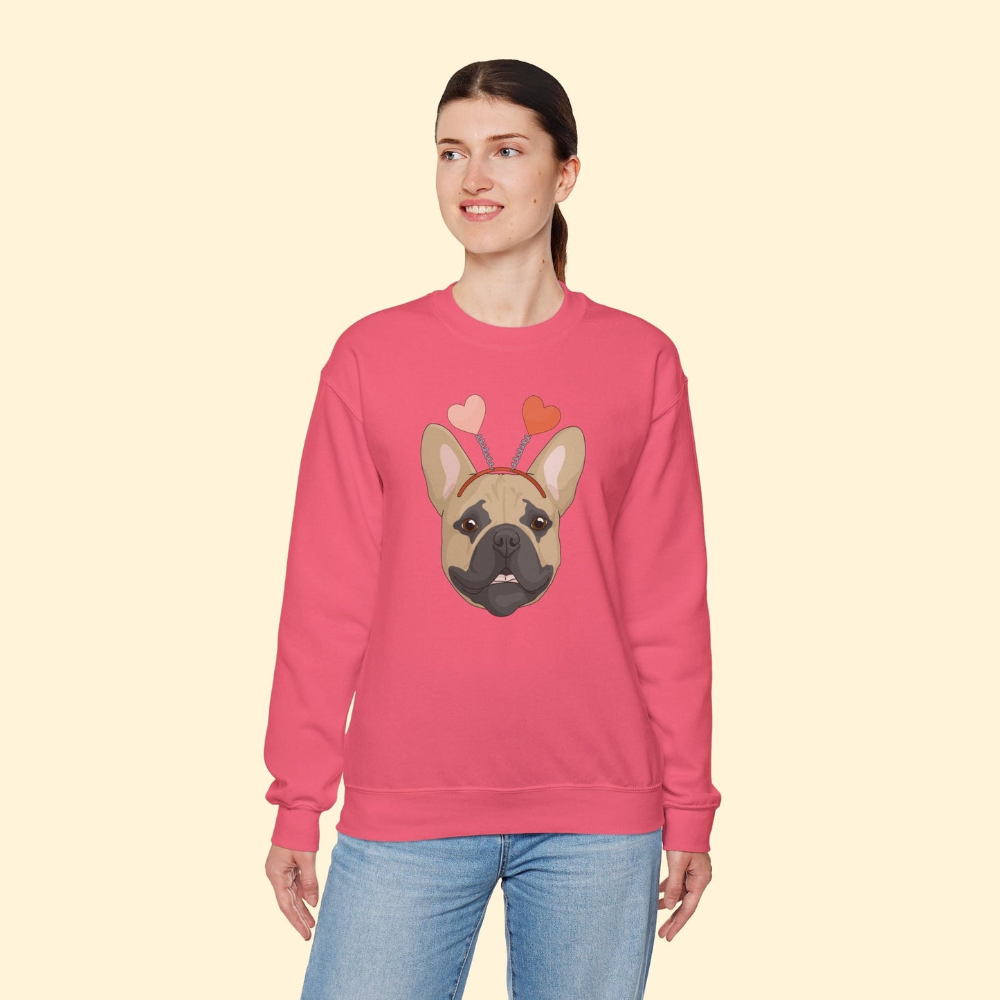 A Very Frenchie Valentine | Crewneck Sweatshirt - Detezi Designs - 18254337459847006010