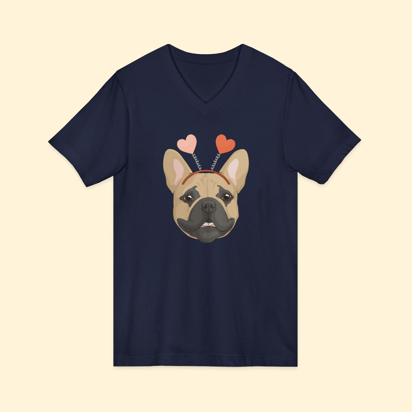 A Very Frenchie Valentine | Unisex V - Neck Tee - Detezi Designs - 70854175428326697146