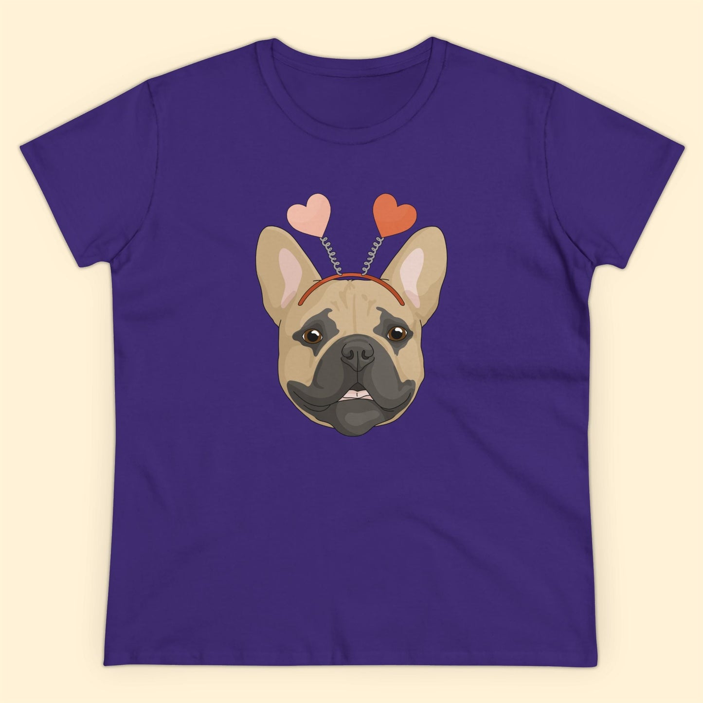 A Very Frenchie Valentine | Women's Midweight Cotton Tee - Detezi Designs - 31275163163428685901