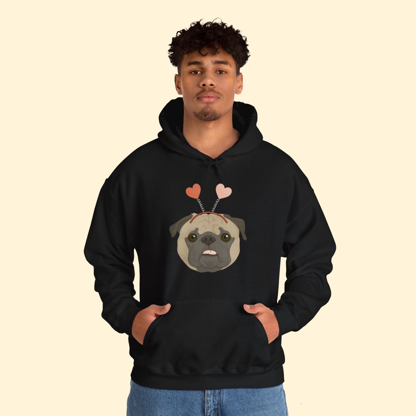 A Very Pug Valentine | Hooded Sweatshirt - Detezi Designs - 30224995610277995994