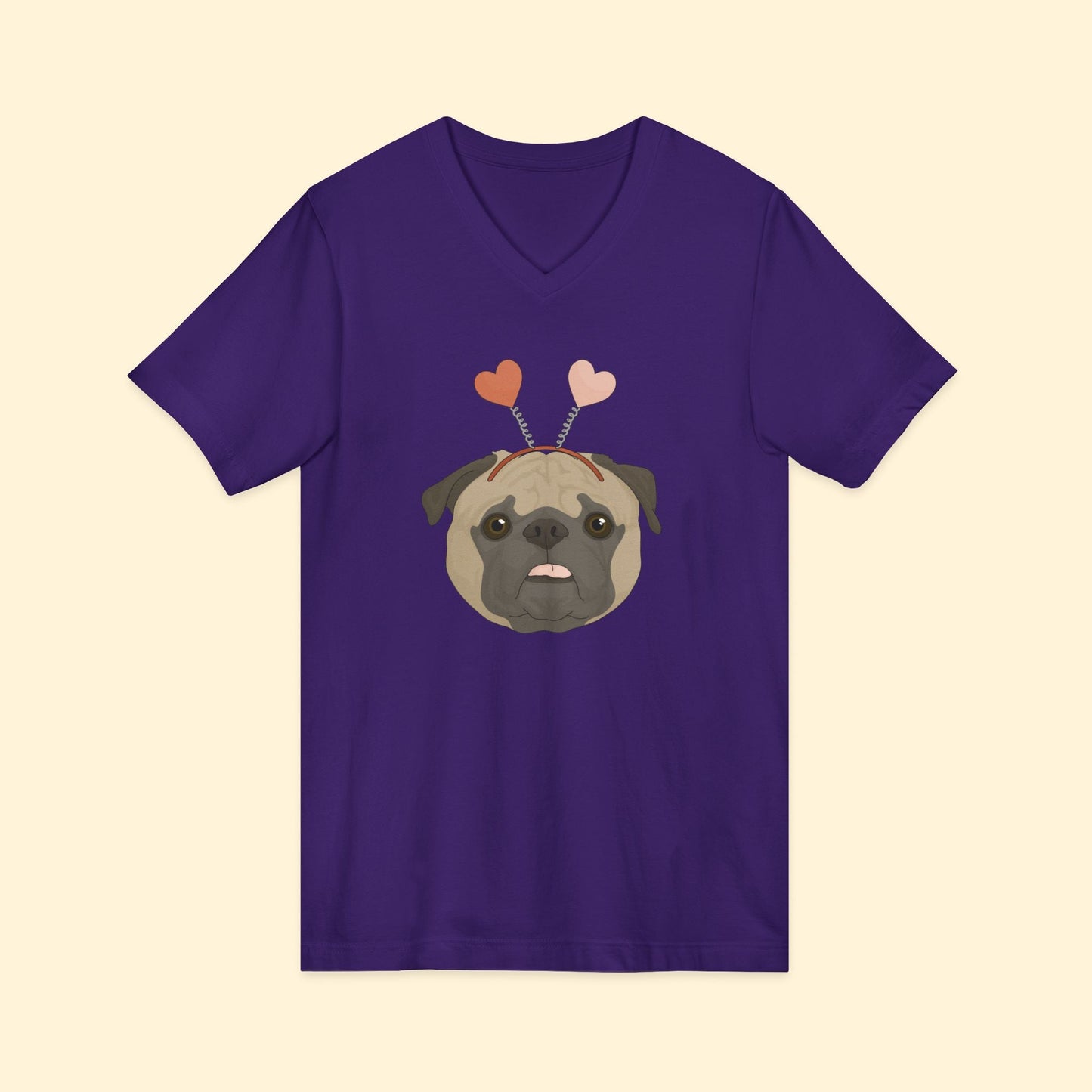 A Very Pug Valentine | Unisex V - Neck Tee - Detezi Designs - 25582833624627695580