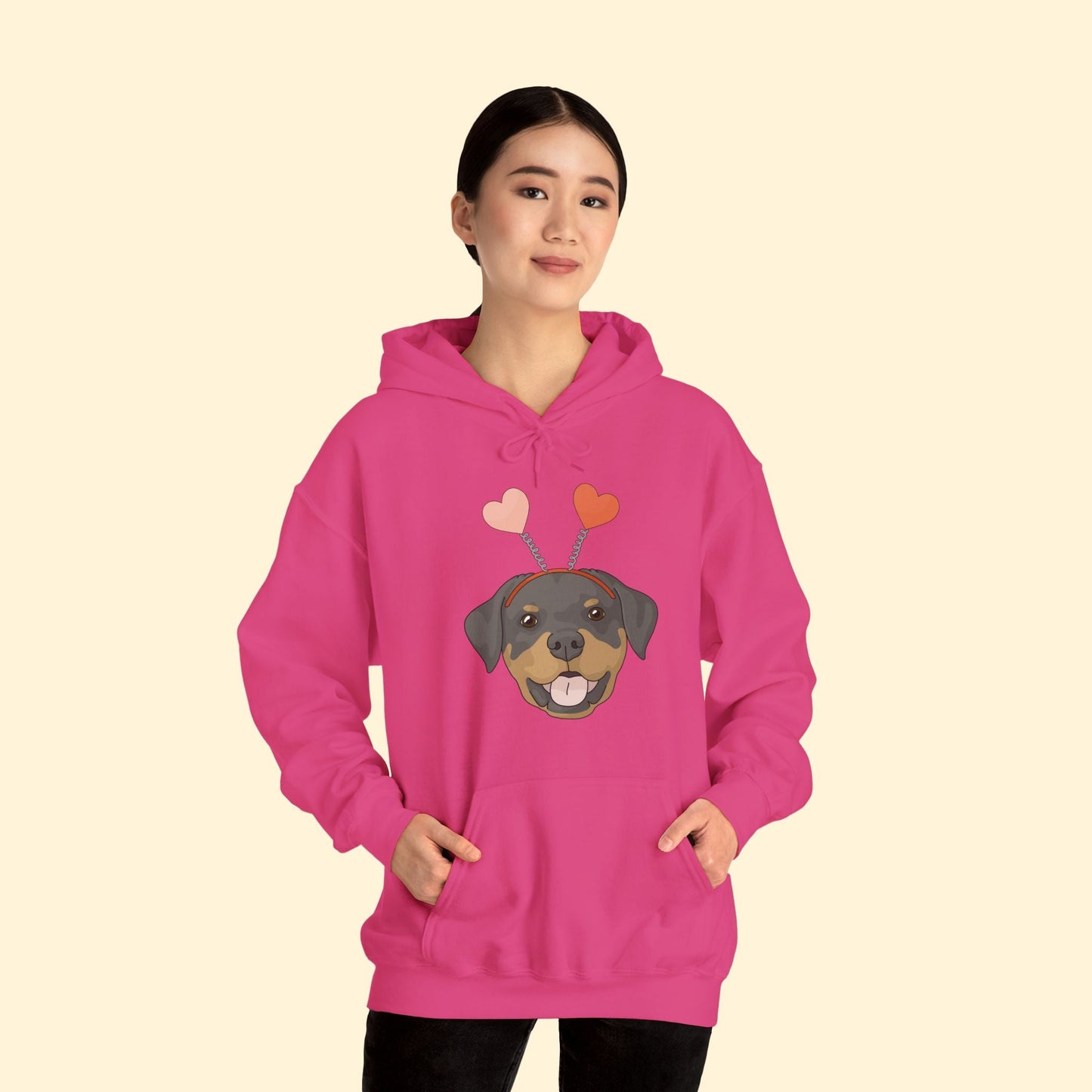 A Very Rottie Valentine | Hooded Sweatshirt - Detezi Designs - 52973593668749371222