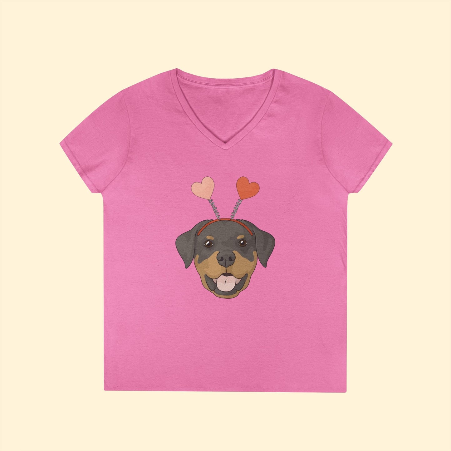 A Very Rottie Valentine | Ladies' V - Neck T-Shirt - Detezi Designs - 72095559285267004009