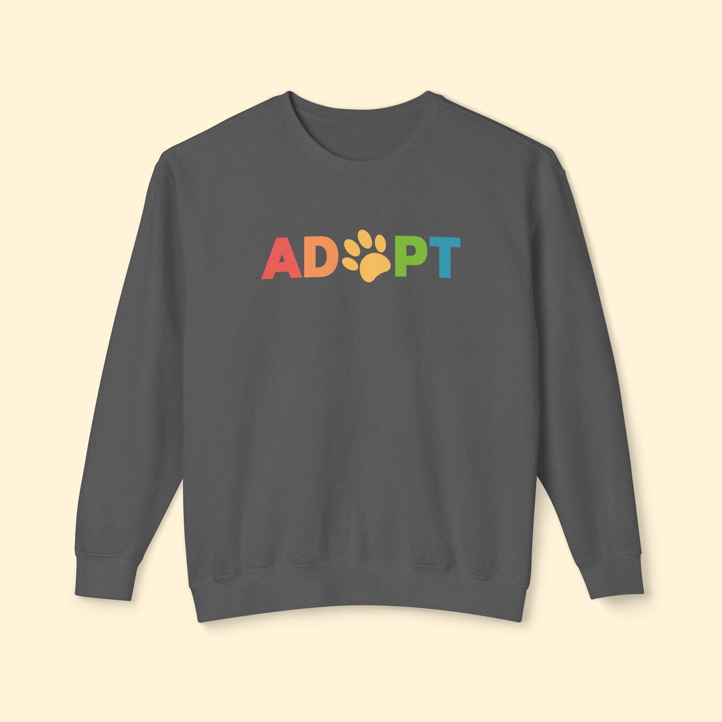 Adopt Rainbow | Lightweight Comfort Colors Crewneck Sweatshirt - Detezi Designs - 31724393039799341889