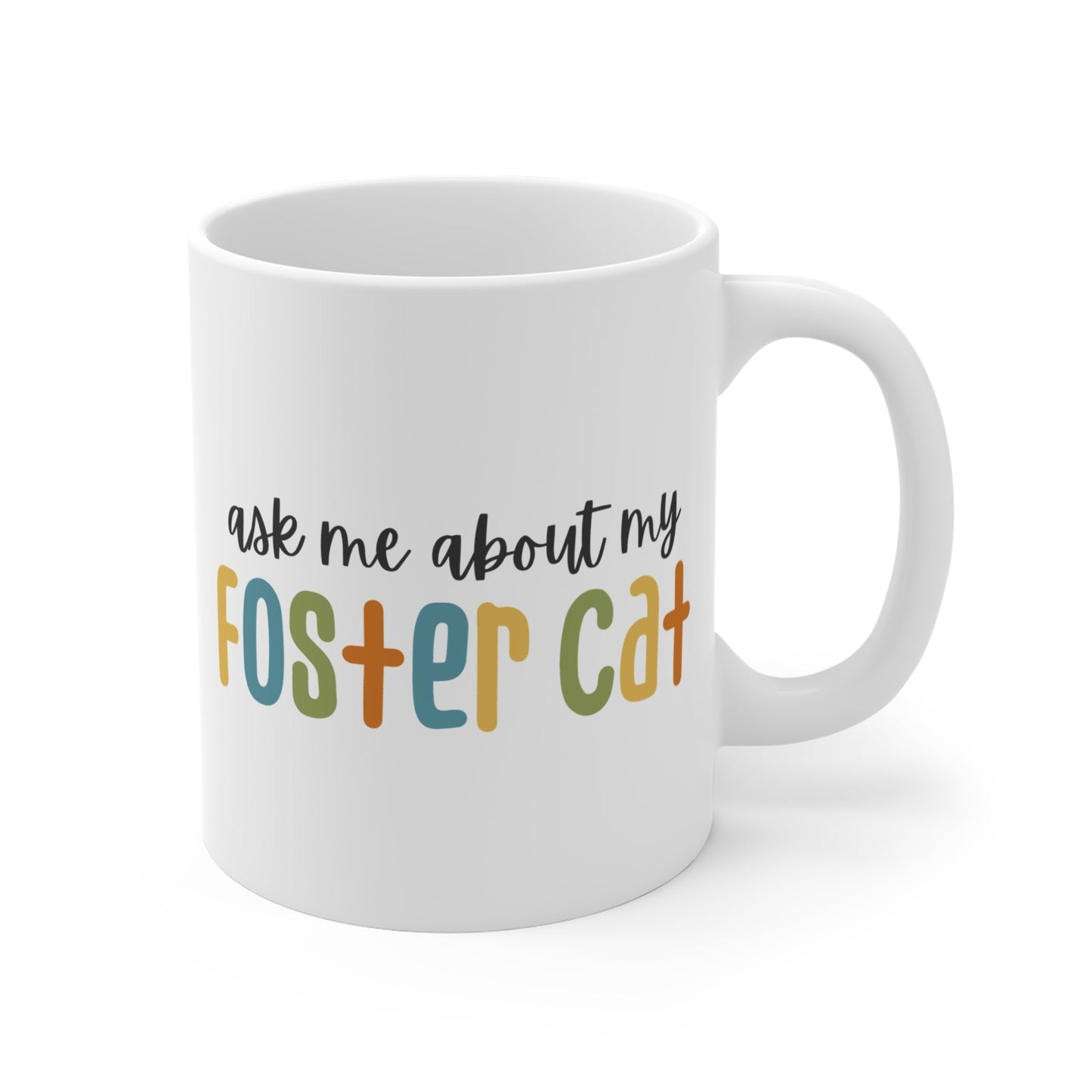 Ask Me About My Foster Cat - Retro Colors | Mug - Detezi Designs - 29661576132399797571