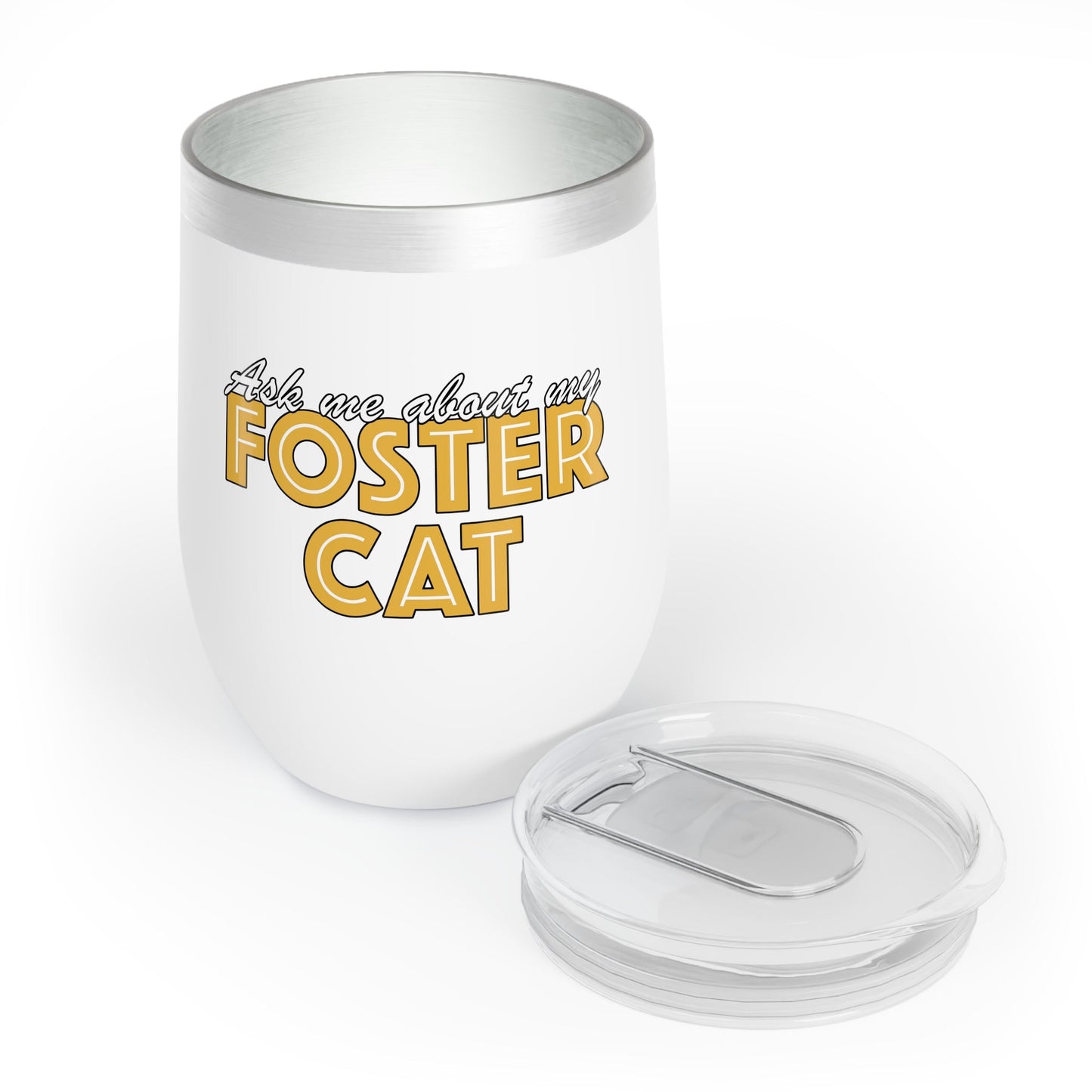Ask Me About My Foster Cat | Wine Tumbler - Detezi Designs - 11310151223939836162