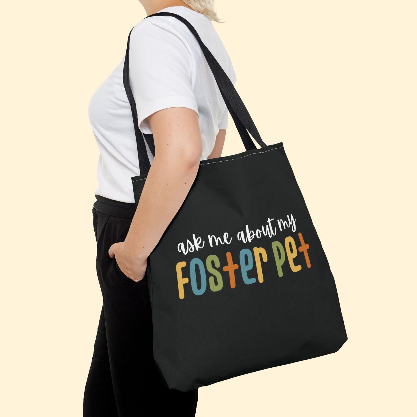 Ask Me About My Foster Pet - Retro Colors | Tote Bag - Detezi Designs - 31273323815288131604