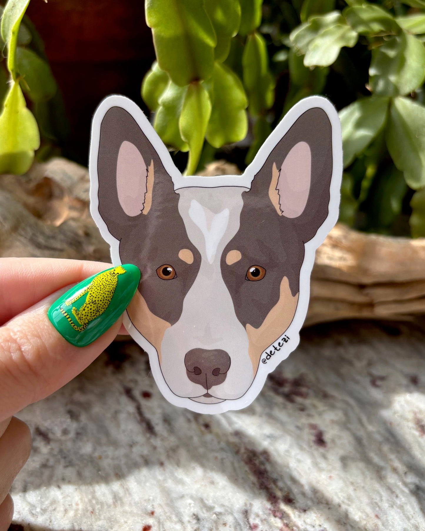 Australian Cattle Dog | Face Illustration | 3" Vinyl Sticker - Detezi Designs -