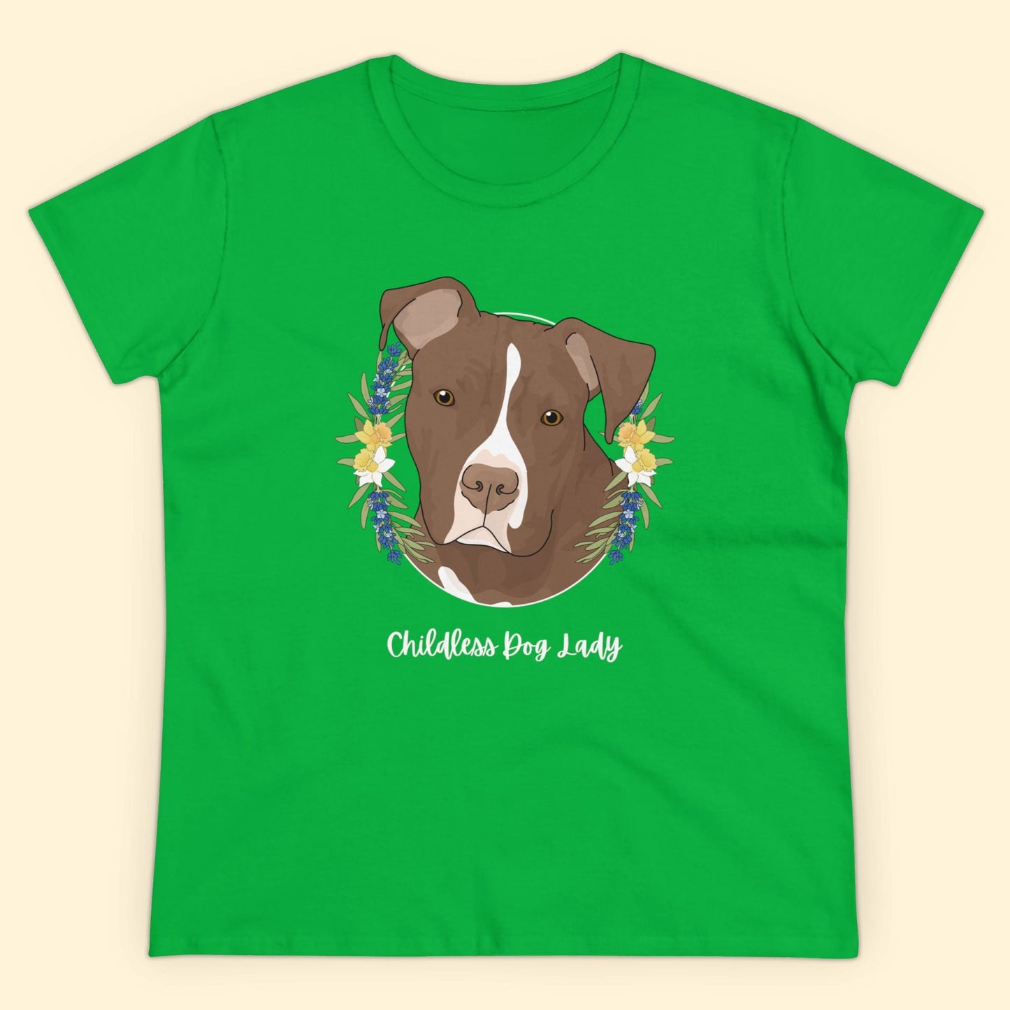 Childless Dog Lady | Women's Midweight Cotton Tee - Detezi Designs - 39013326806673042121