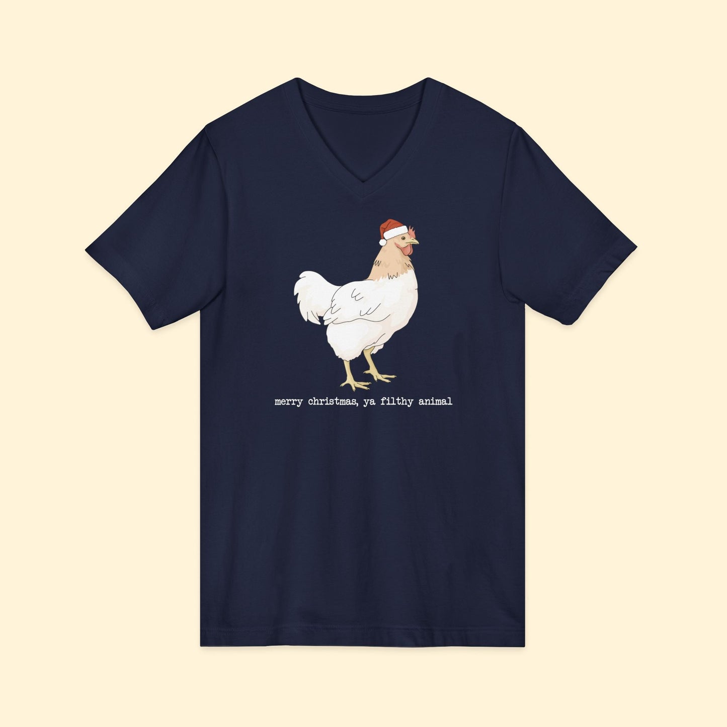 Christmas Chicken | Unisex V - Neck Tee - Detezi Designs - 15178471257586506560