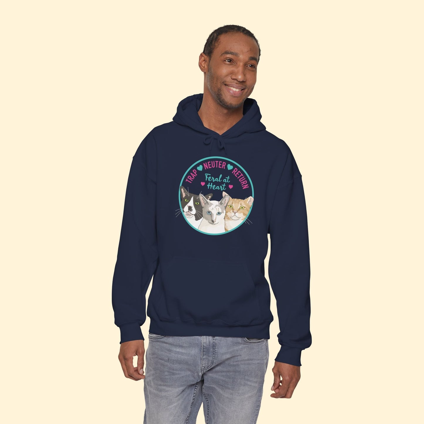 Circle of Kitties | FUNDRAISER for Feral At Heart | Hooded Sweatshirt - Detezi Designs - 22855888924456185019