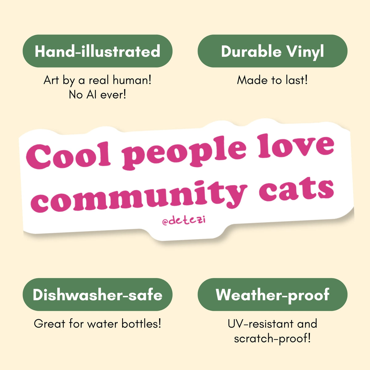 Cool People Love Community Cats | Vinyl Sticker - Detezi Designs-