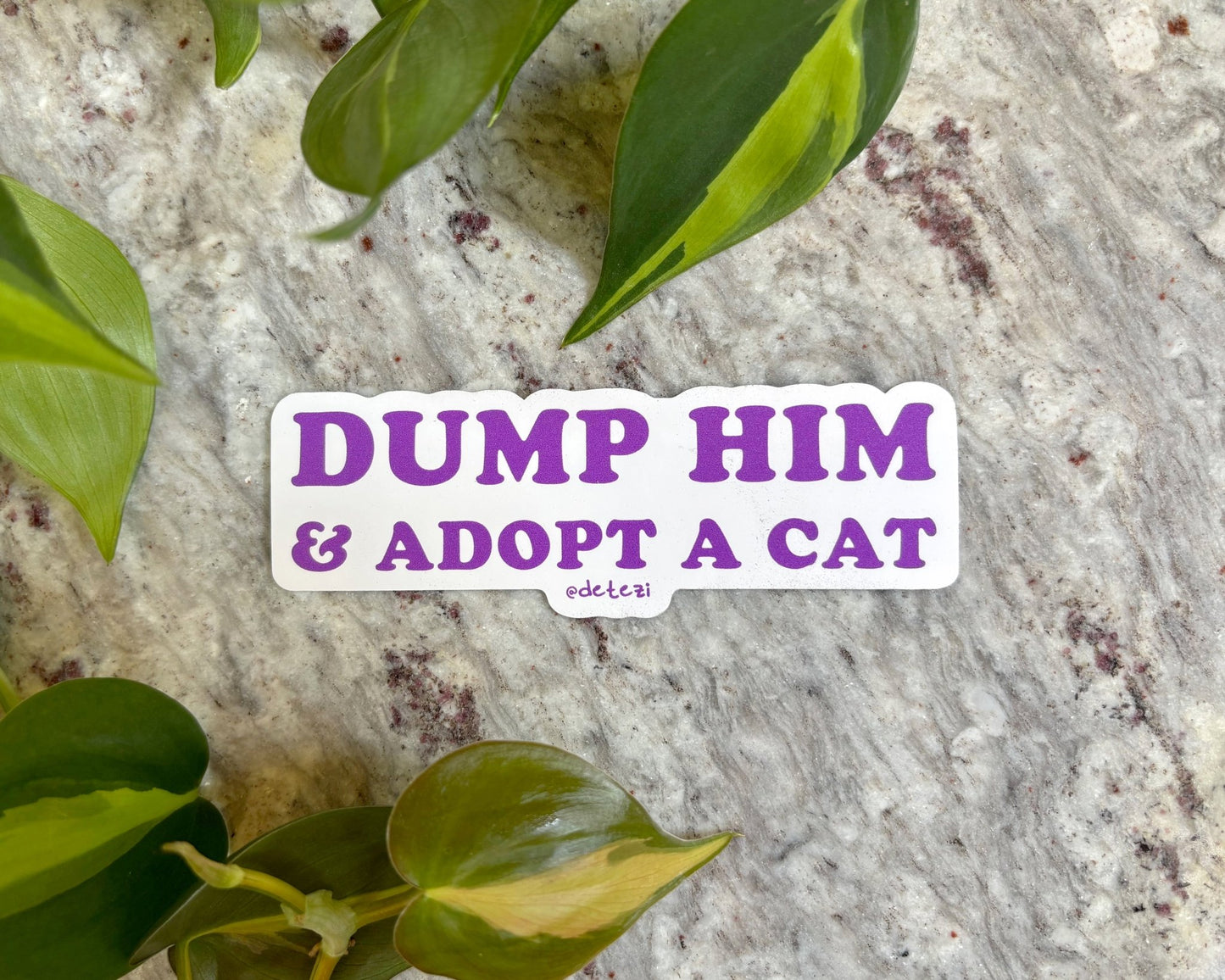 Dump Him & Adopt A Cat | 4" Vinyl Sticker - Detezi Designs -