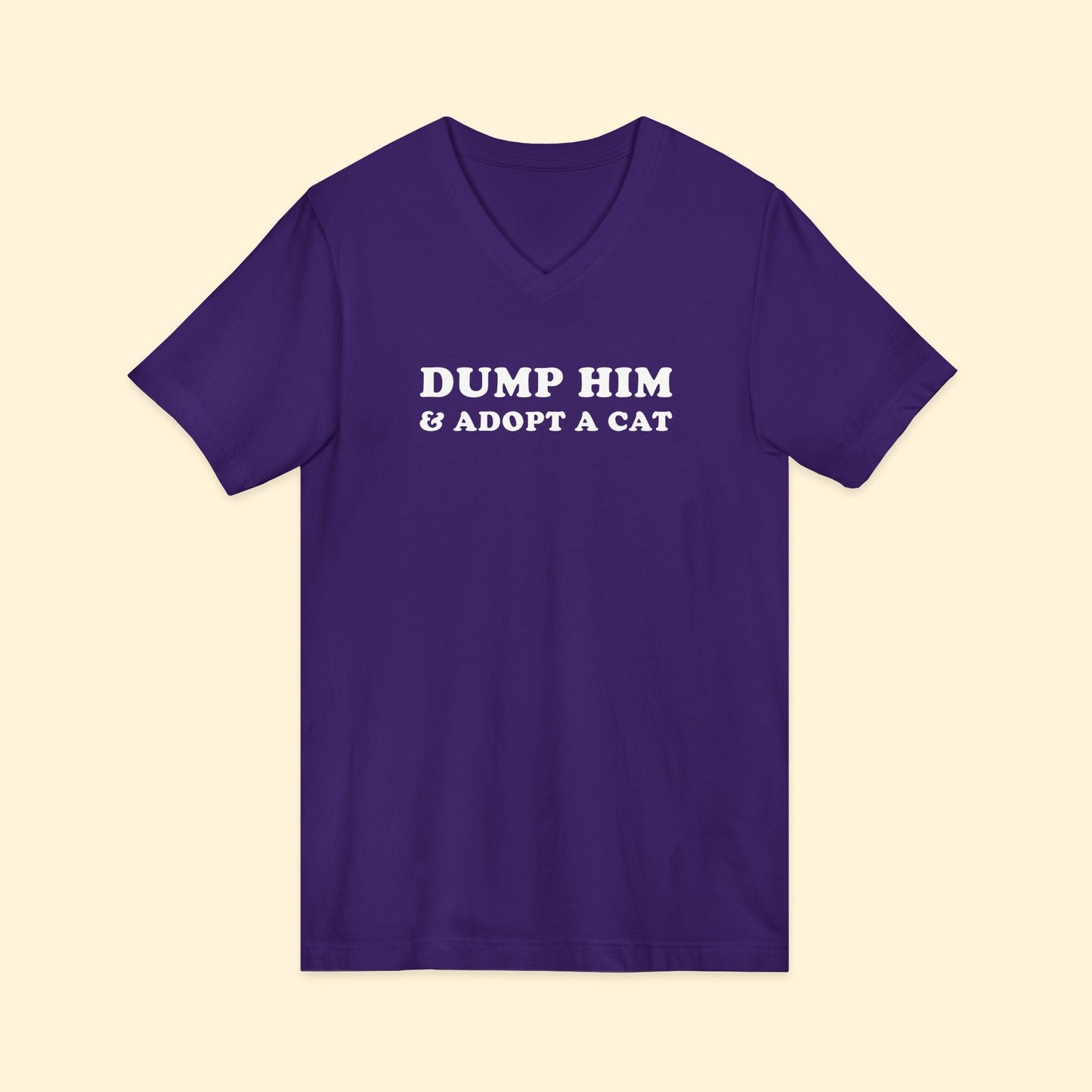 Dump Him & Adopt A Cat | Unisex V - Neck Tee - Detezi Designs - 75658240474934090678