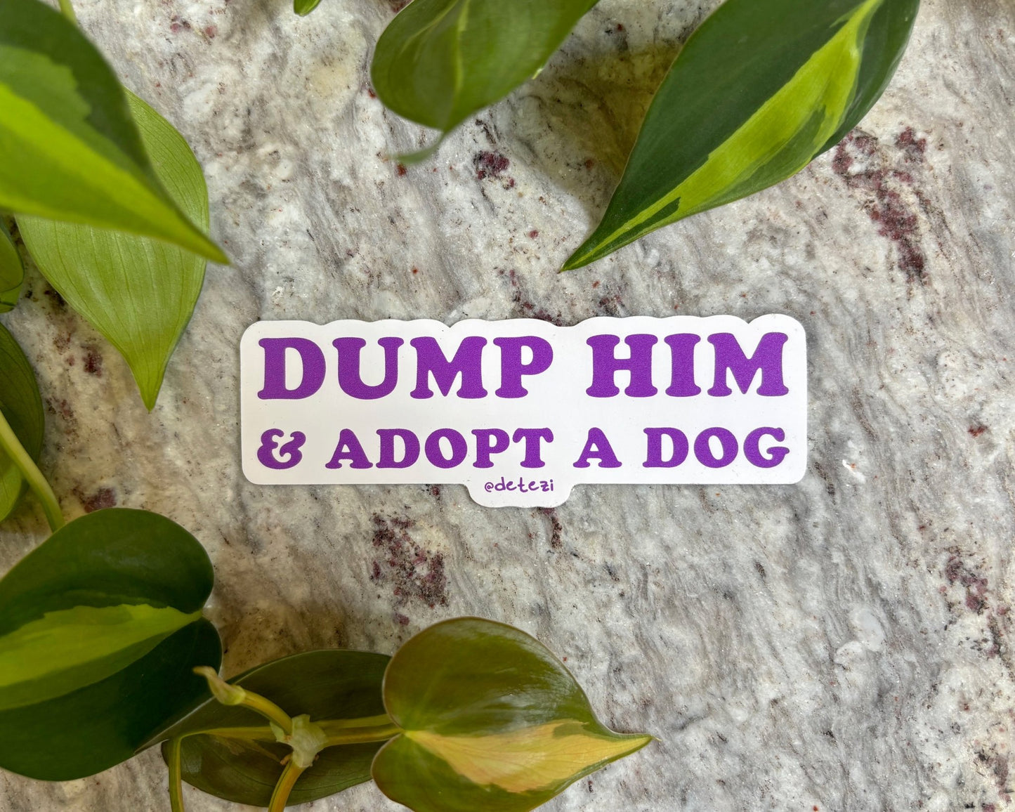 Dump Him & Adopt A Dog | 4" Vinyl Sticker - Detezi Designs -