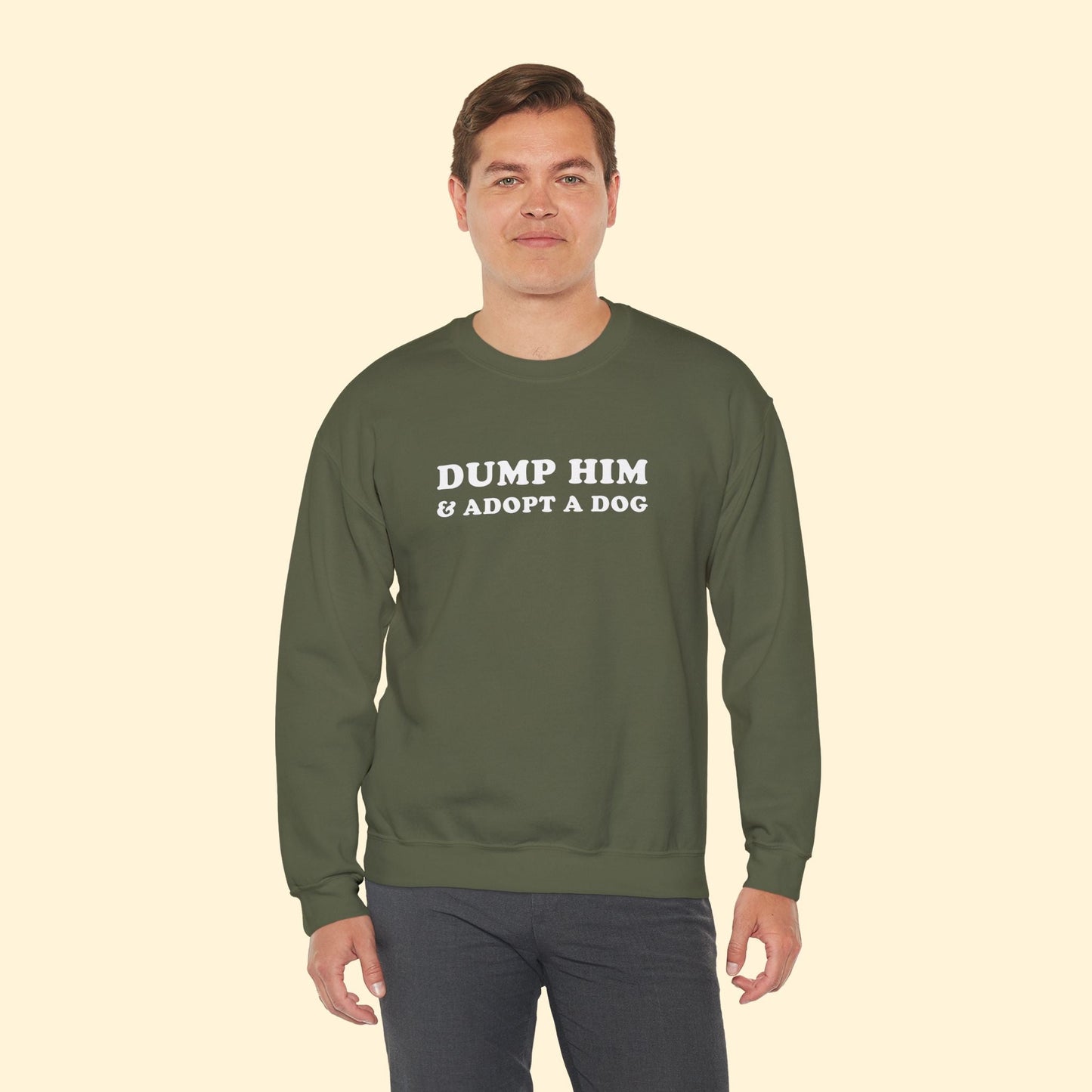 Dump Him & Adopt A Dog | Crewneck Sweatshirt - Detezi Designs - 21381343555018899771