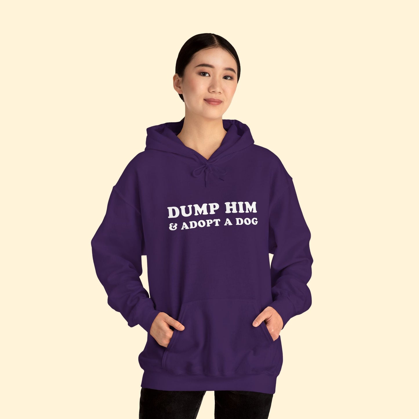 Dump Him & Adopt A Dog | Hooded Sweatshirt - Detezi Designs - 15891831560863769558