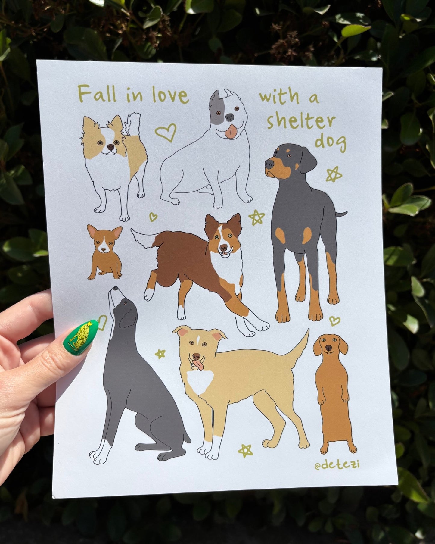 Fall In Love With A Shelter Dog | Giclée Fine Art Print - Detezi Designs -