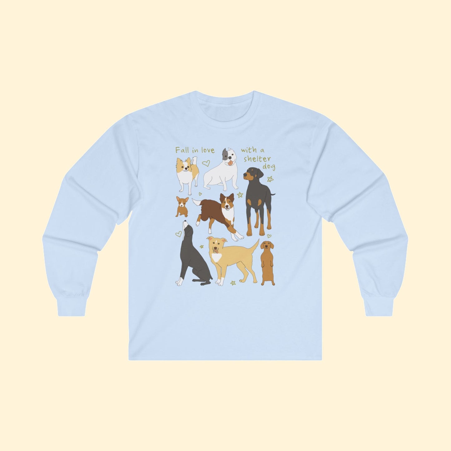 Fall In Love With A Shelter Dog | Long Sleeve Tee - Detezi Designs - 24365611073400220345