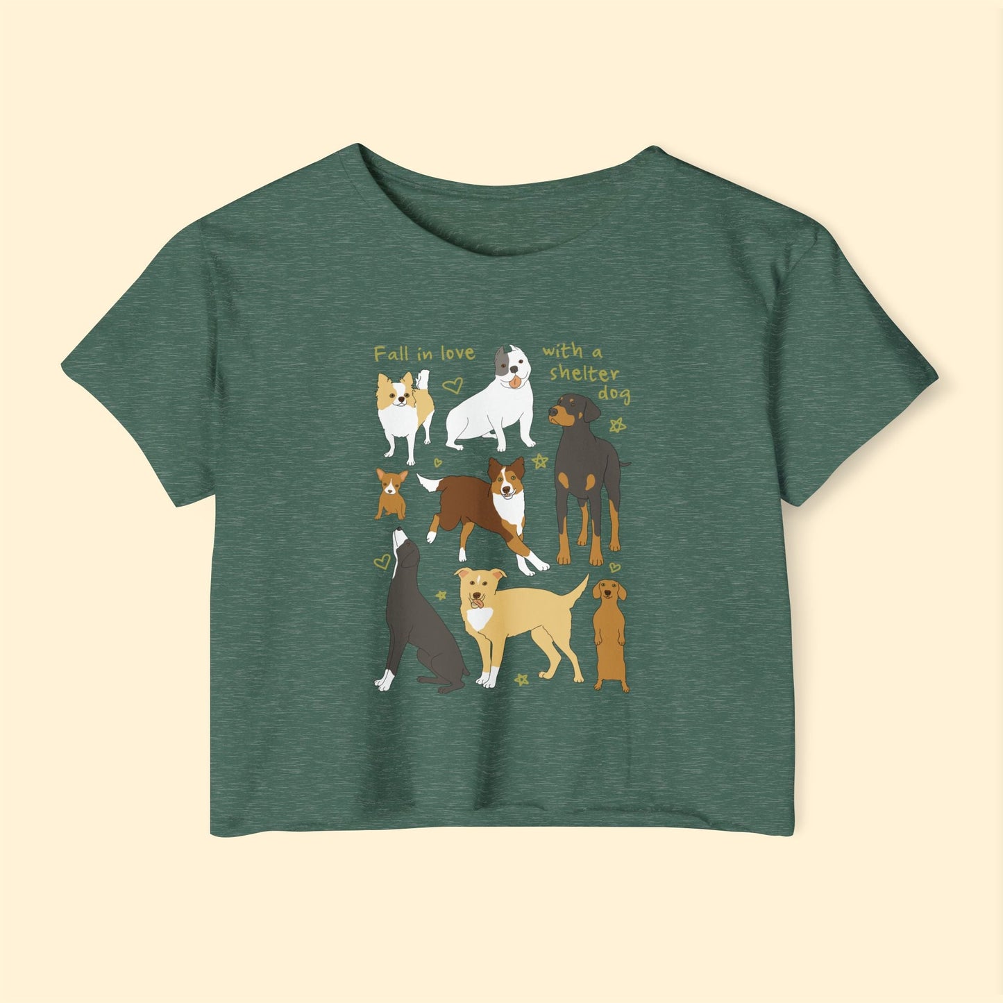 Fall In Love With A Shelter Dog | Women's Festival Crop Top - Detezi Designs - 33199244838004163775