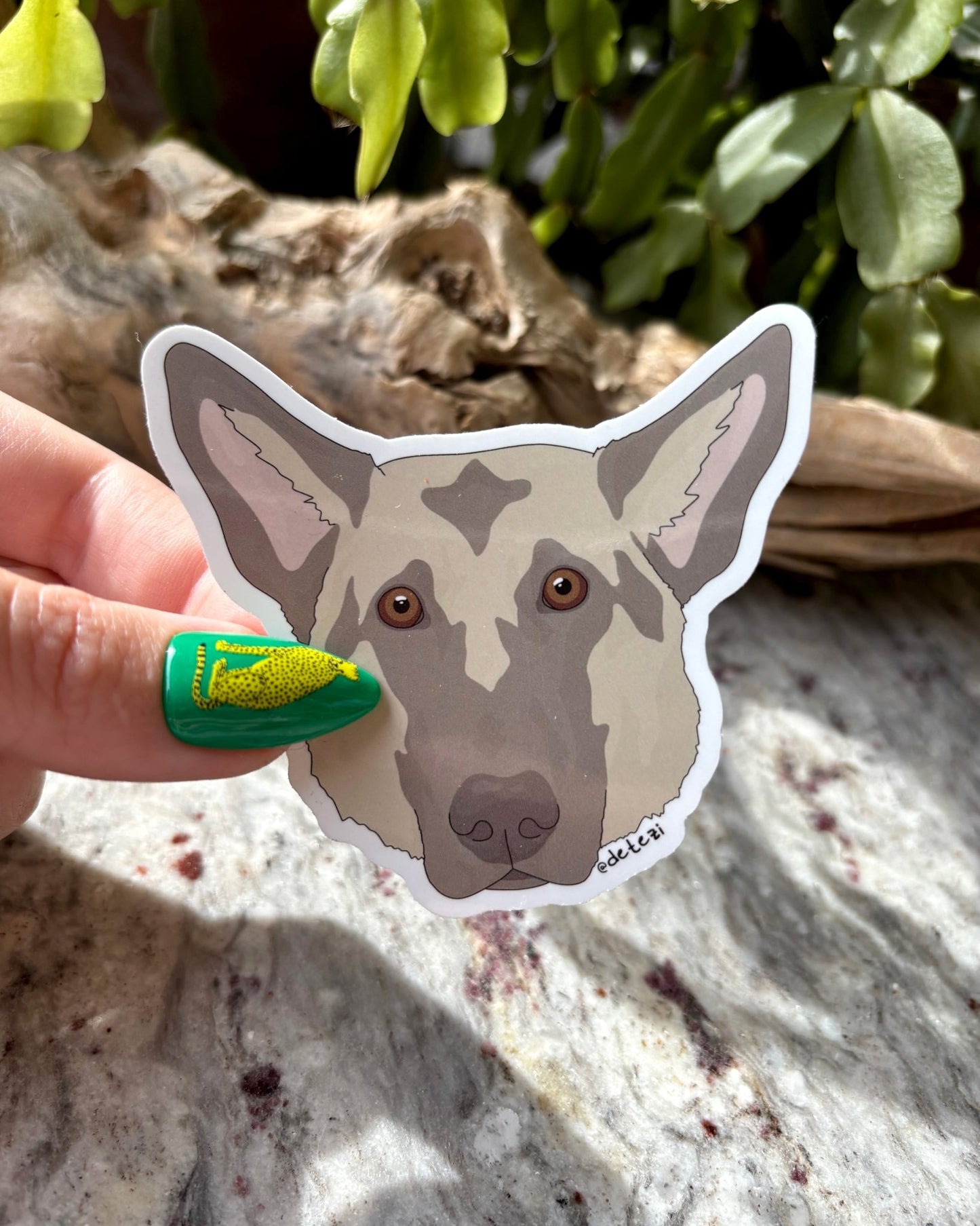 German Shepherd Dog | Face | 3" Vinyl Sticker - Detezi Designs -