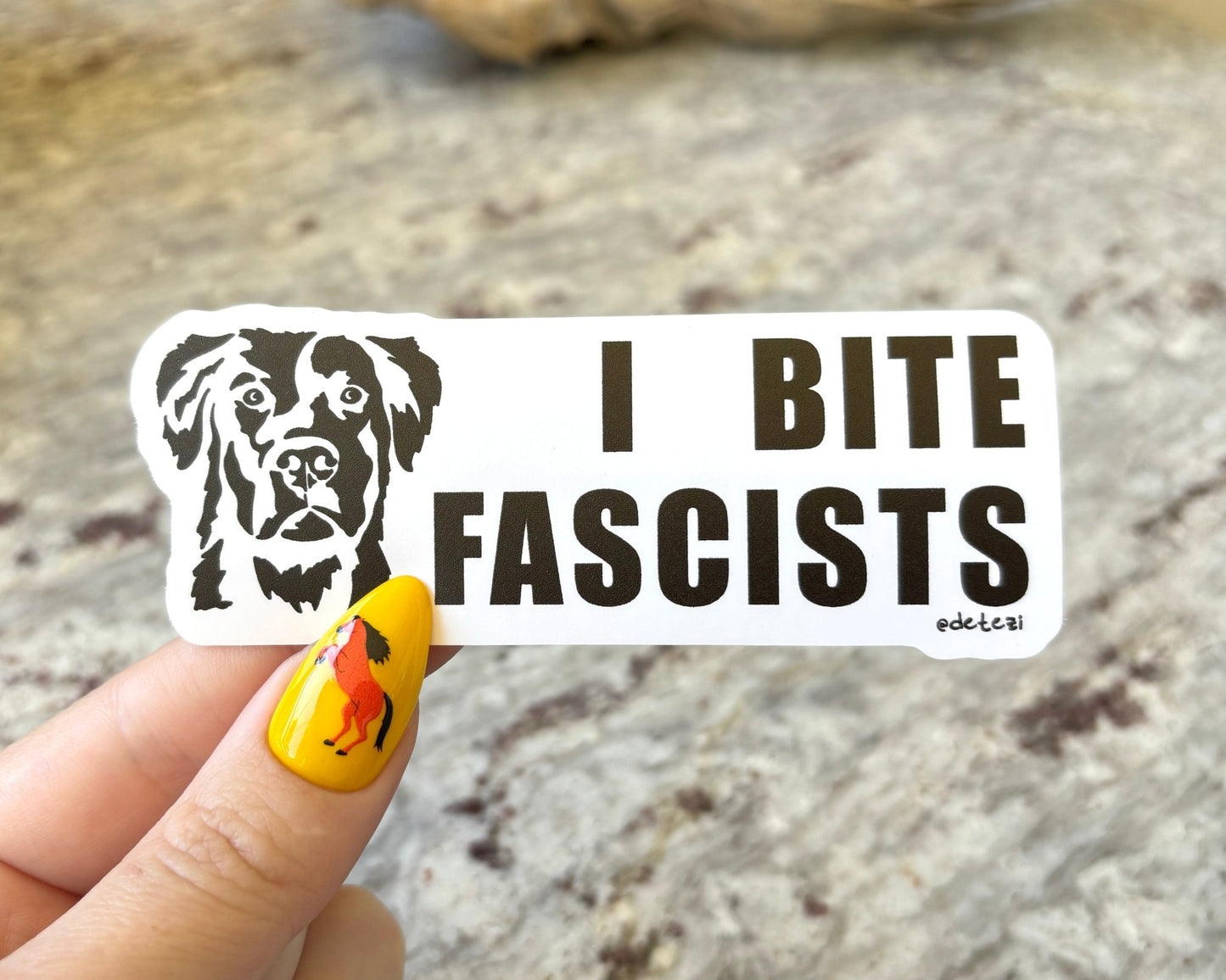 I Bite Fascists | 4" Vinyl Sticker - Detezi Designs -