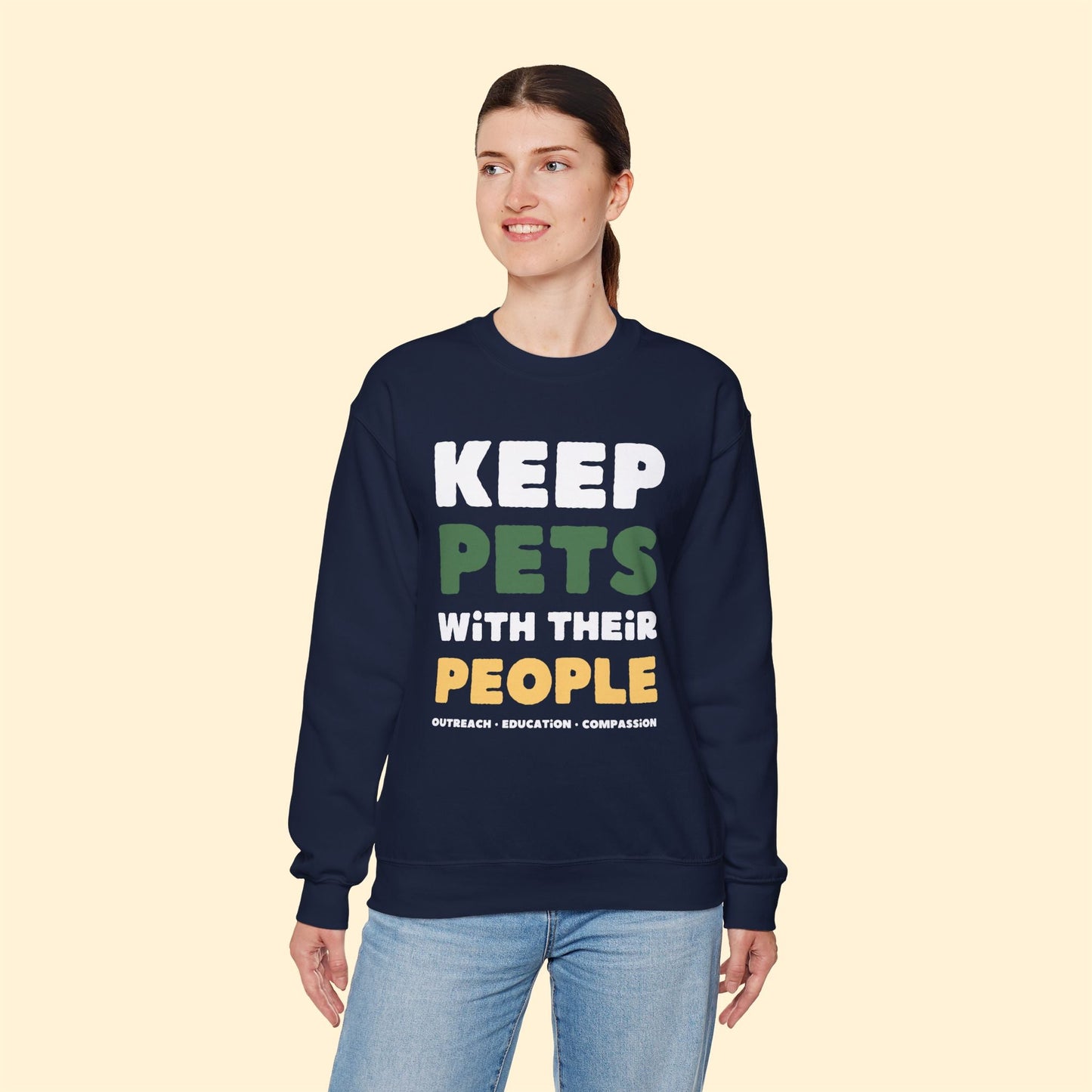 Keep Pets With Their People | Crewneck Sweatshirt - Detezi Designs - 66067365820908779035