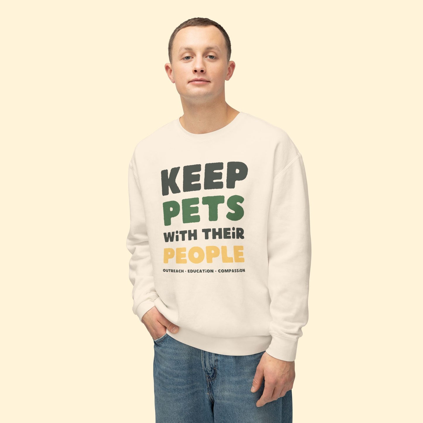 Keep Pets With Their People | Lightweight Comfort Colors Crewneck Sweatshirt - Detezi Designs - 29766618444400588884