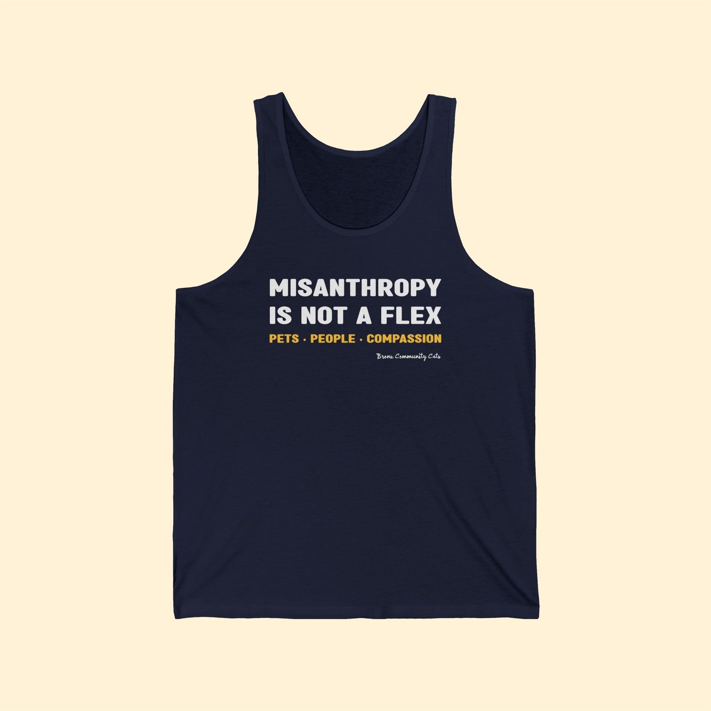 Misanthropy Is Not A Flex | FUNDRAISER for Bronx Community Cats | Unisex Jersey Tank - Detezi Designs - 58471149218624443197