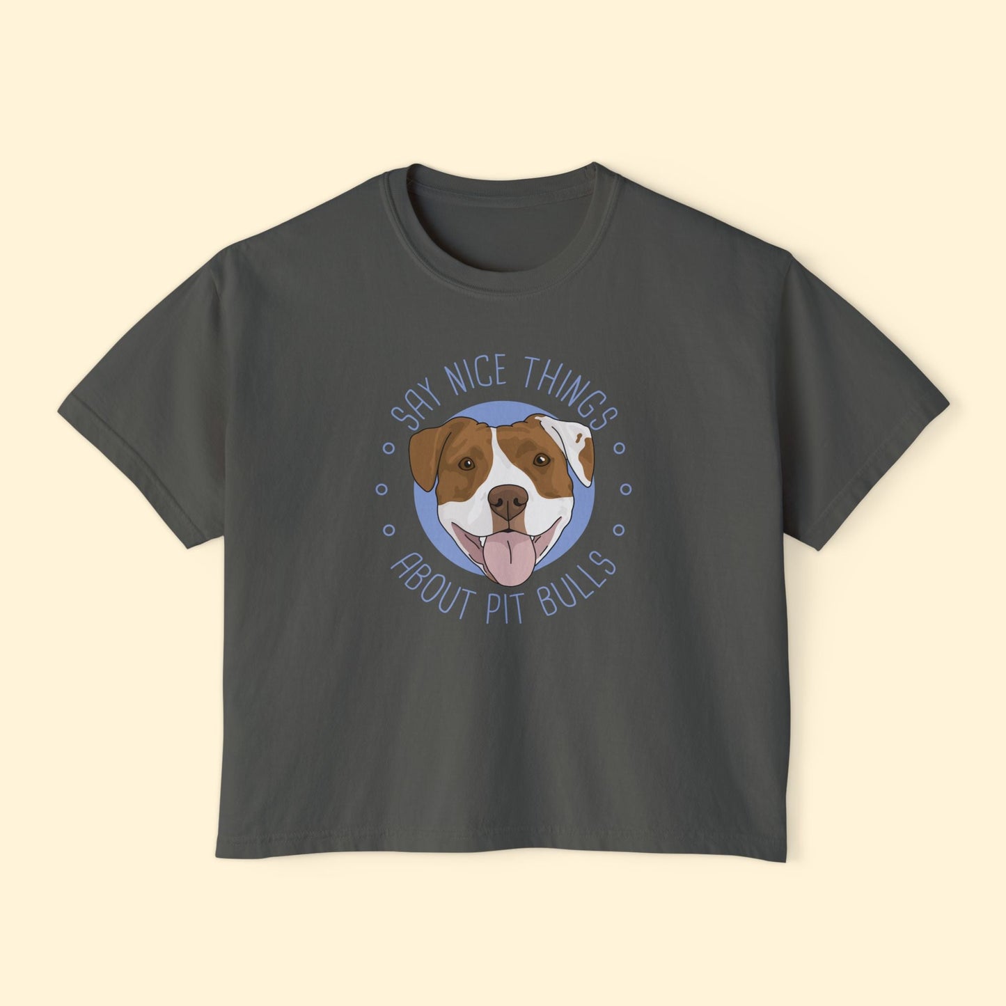 Say Nice Things About Pit Bulls | Comfort Colors Boxy Tee - Detezi Designs - 64821427755999257651