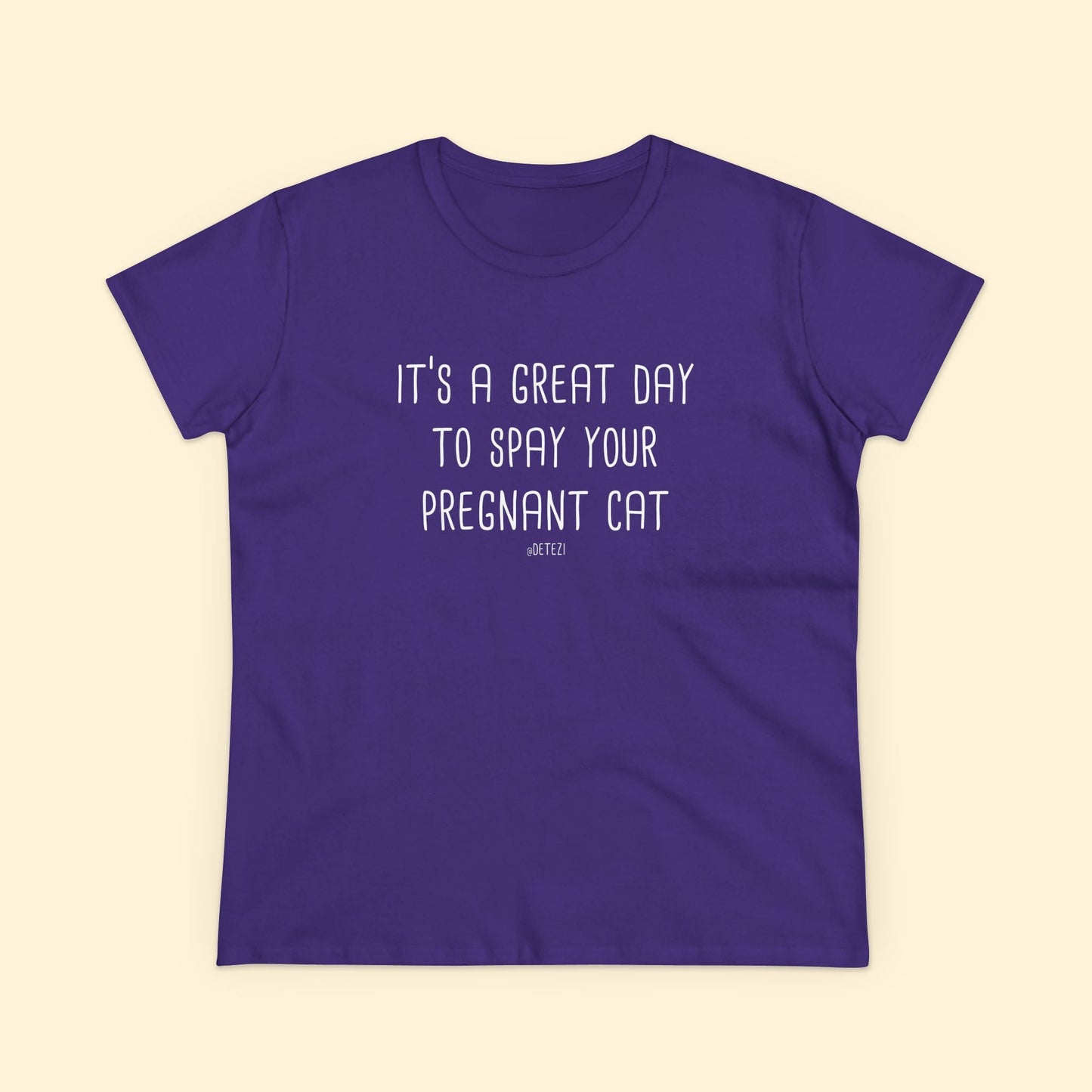 Spay Your Pregnant Cat | Women's Midweight Cotton Tee - Detezi Designs - 22546038972588059176
