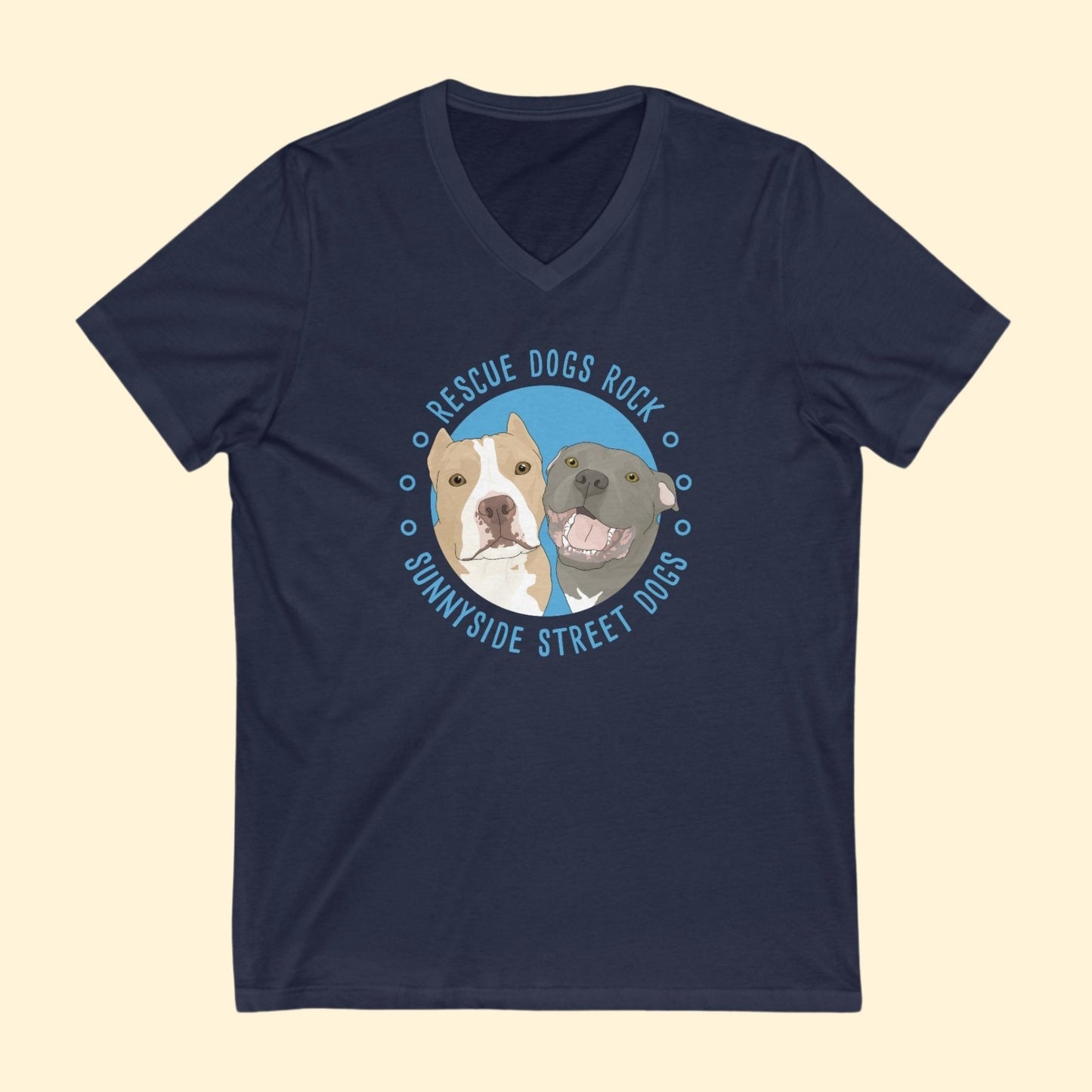 Sunnyside Street Dogs | FUNDRAISER | Unisex V - Neck Tee - Detezi Designs - 40745761467657241782