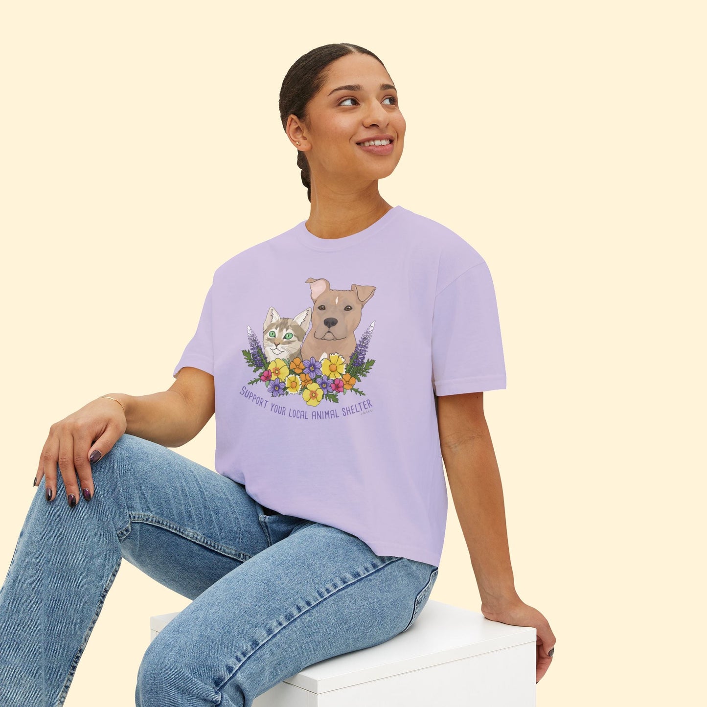 Support Your Local Animal Shelter | Comfort Colors Boxy Tee - Detezi Designs - 14533463487744144185