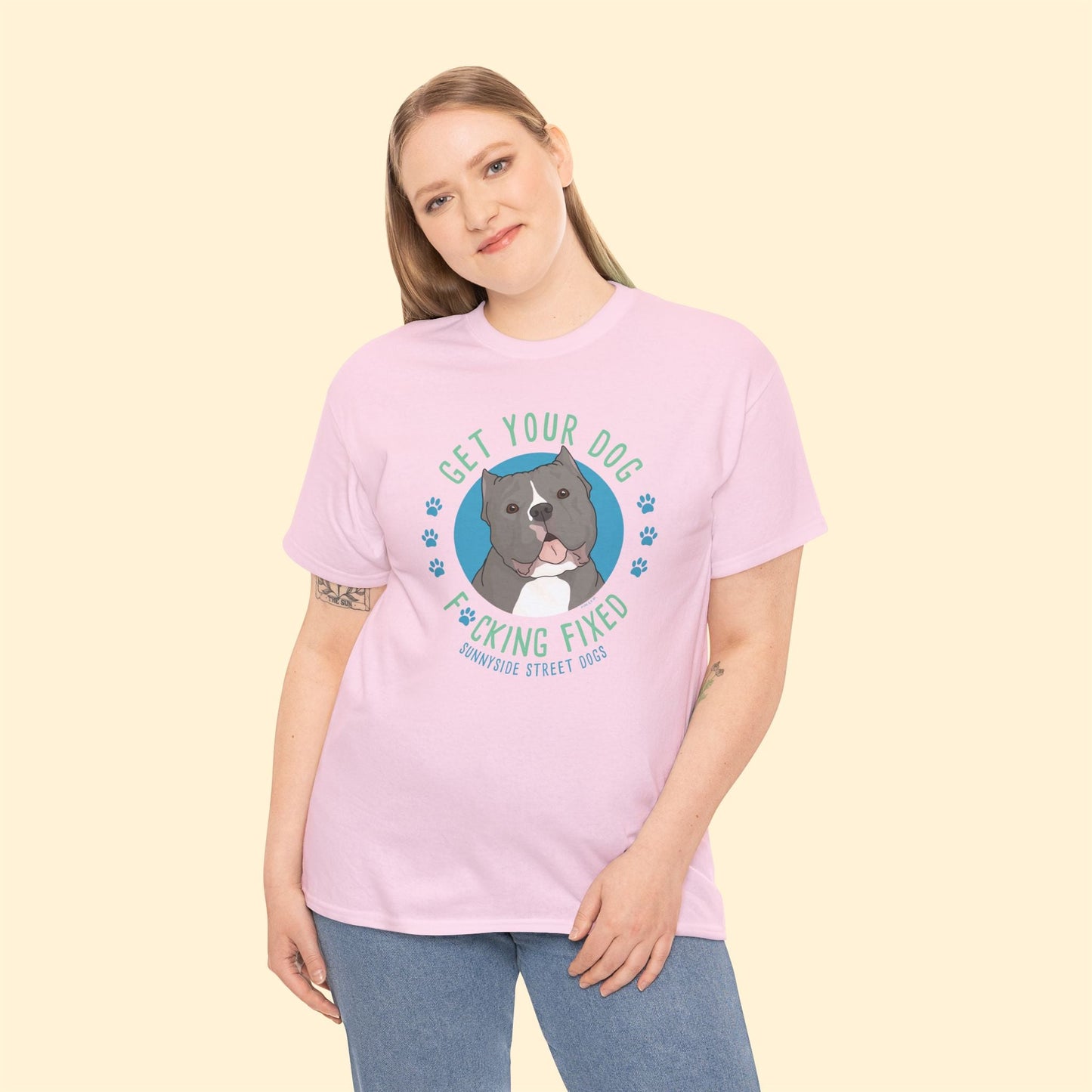 Unisex Crewneck T-shirt | FUNDRAISER | Sunnyside Street Dogs | Get Your Dog F*cking Fixed - Detezi Designs - 26348328200870687052