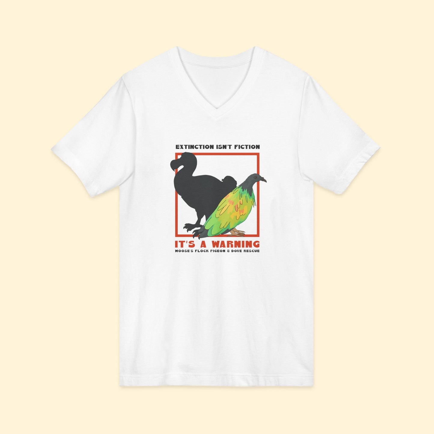 Unisex V - Neck Tee | FUNDRAISER | Moose's Flock | Extinction is a Warning - Detezi Designs - 22307664183413878134
