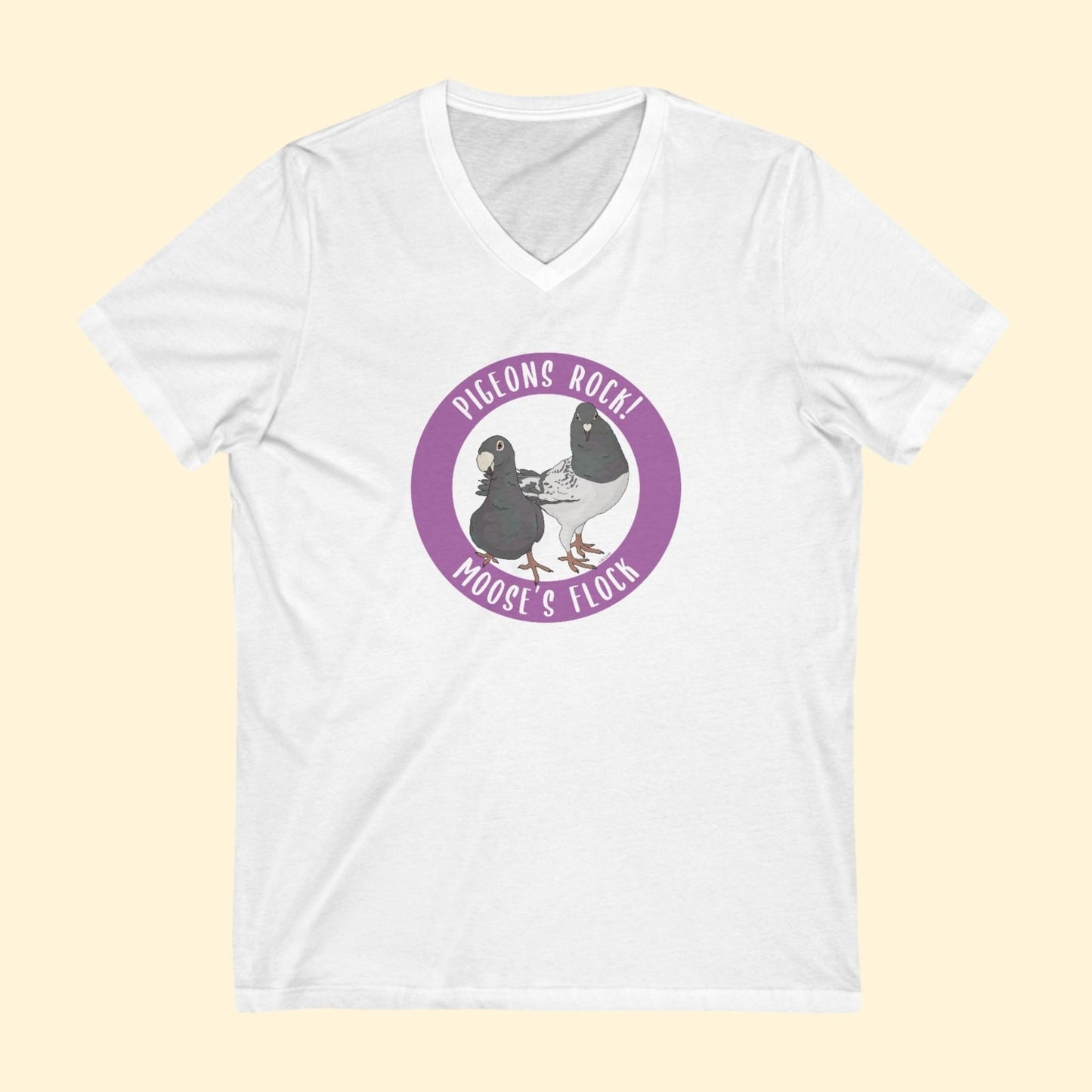 Unisex V - Neck Tee | FUNDRAISER | Moose's Flock | Pigeons Rock - Detezi Designs - 23979205551941492463