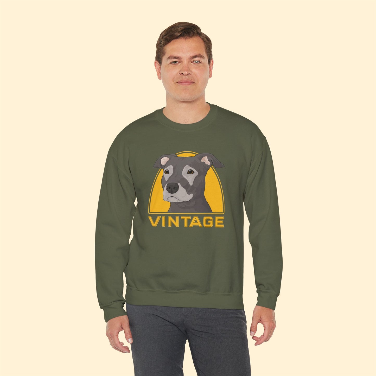Vintage Dog | Crewneck Sweatshirt - Detezi Designs - 15724300616362433393