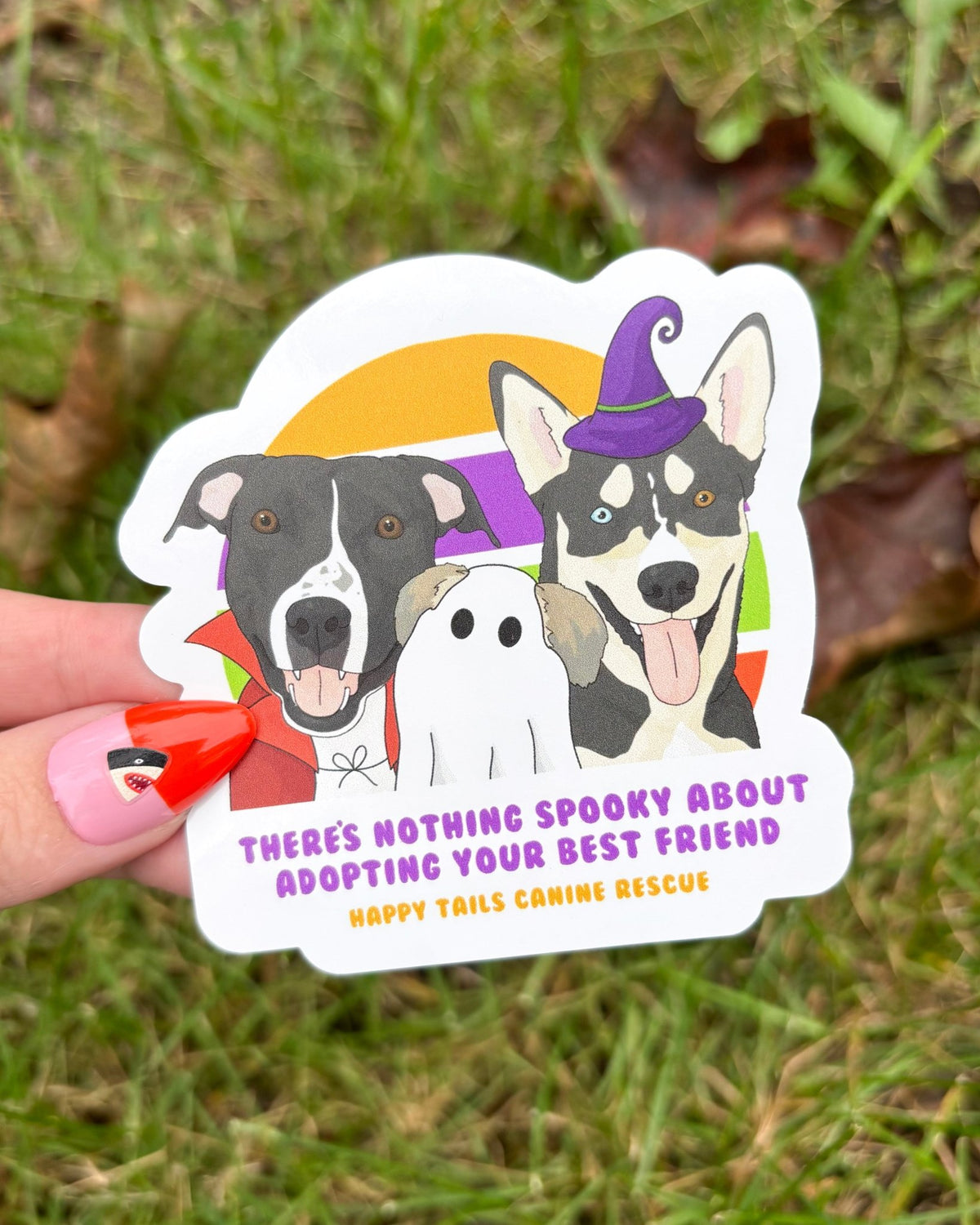 Vinyl Sticker | FUNDRAISER | Happy Tails Canine Rescue | Halloween - Detezi Designs-