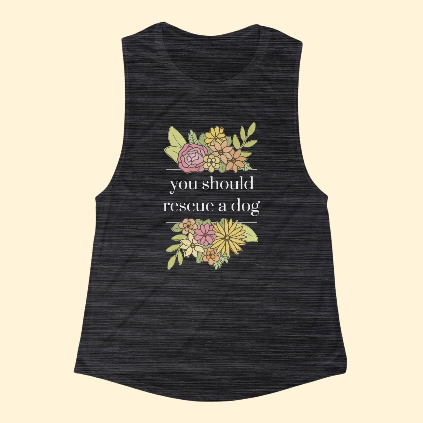 You Should Rescue A Dog | Women's Flowy Scoop Muscle Tank - Detezi Designs - 50449766701720249701