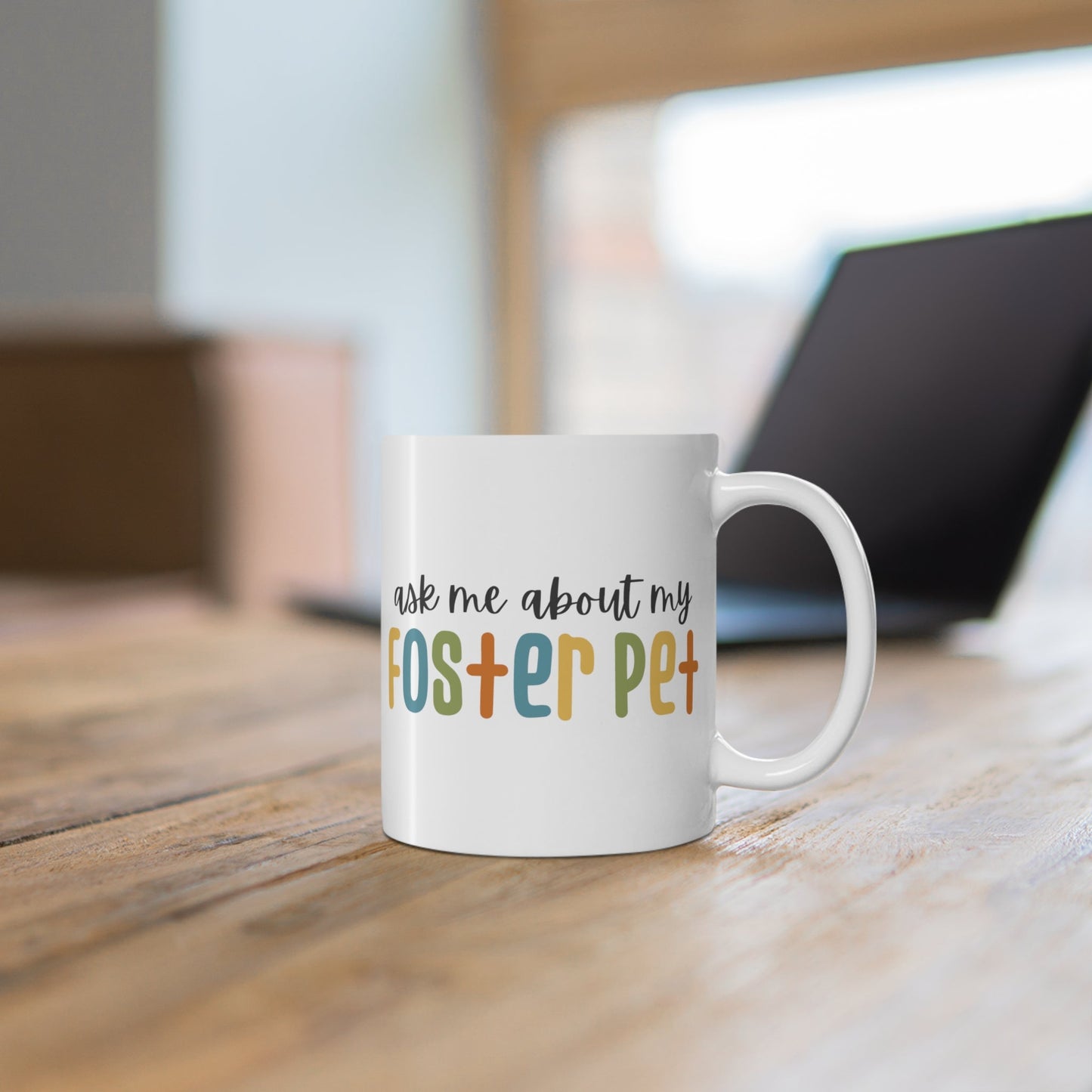 Ask Me About My Foster Pet - Retro Colors | Mug - Detezi Designs-18082727426944913303