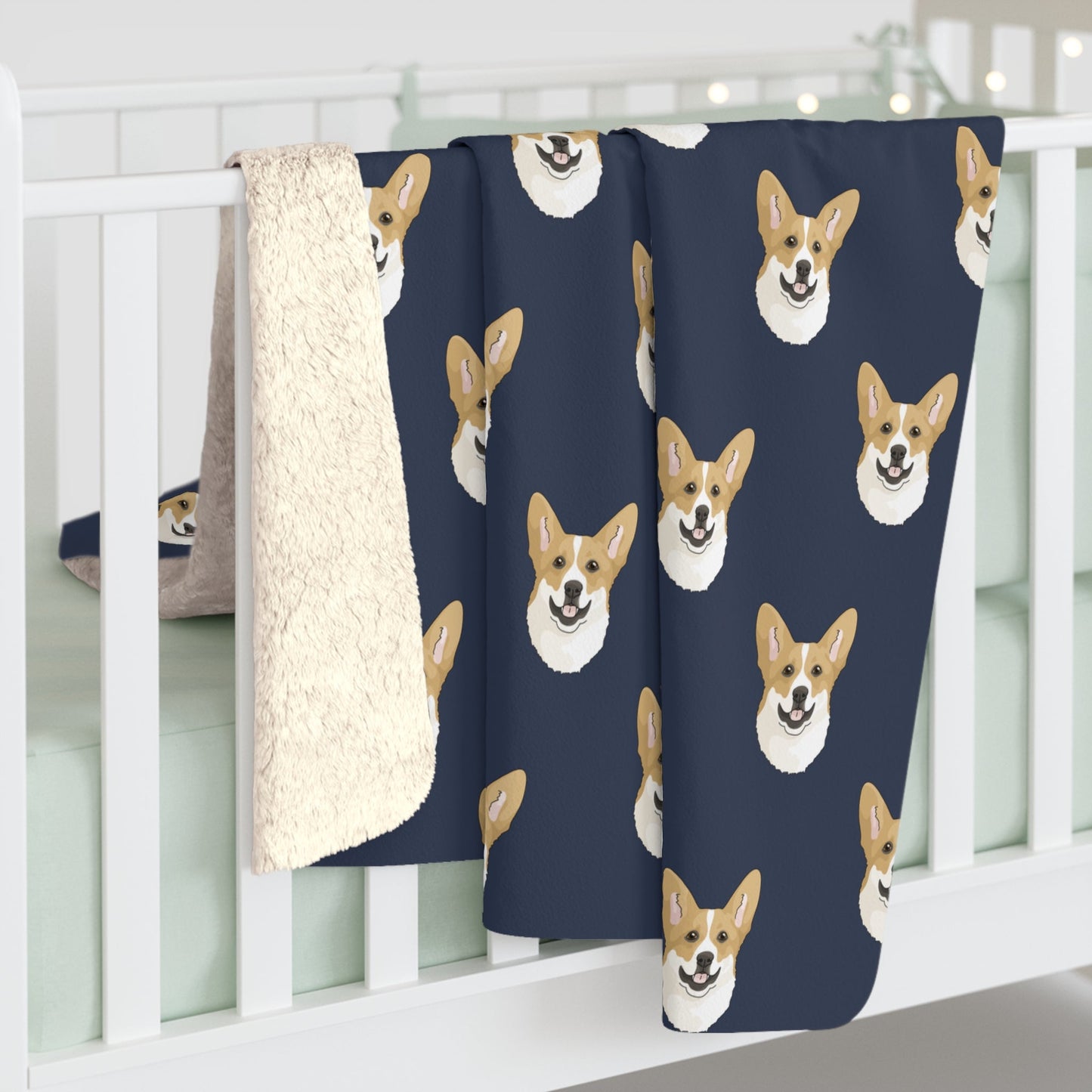 Corgi Faces | Sherpa Fleece Blanket - Detezi Designs-15715996345147472815