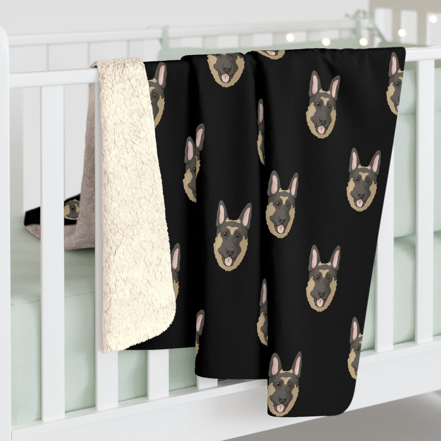 German Shepherd Faces | Sherpa Fleece Blanket - Detezi Designs-57995565978239015884