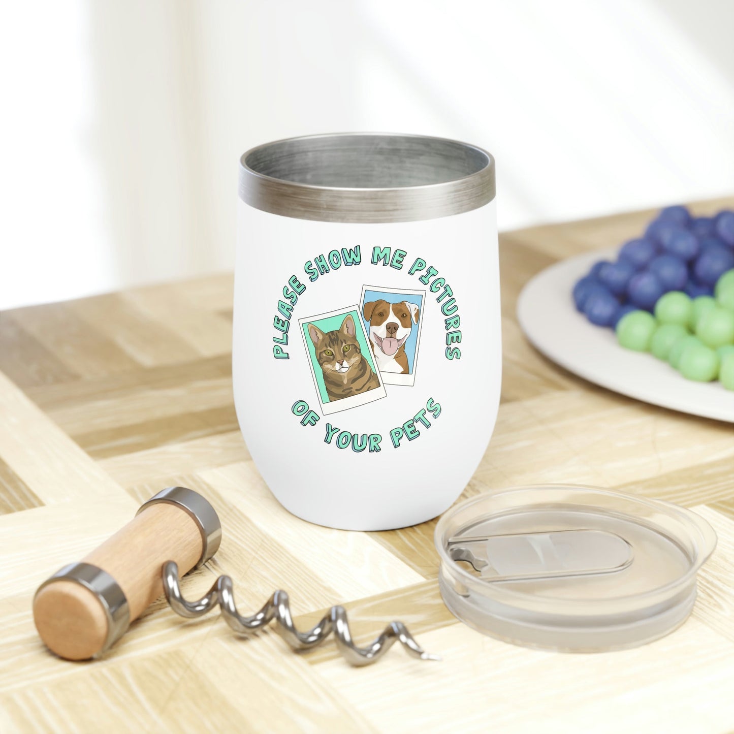Please Show Me Pictures Of Your Pets | Wine Tumbler - Detezi Designs-13285049100340411353