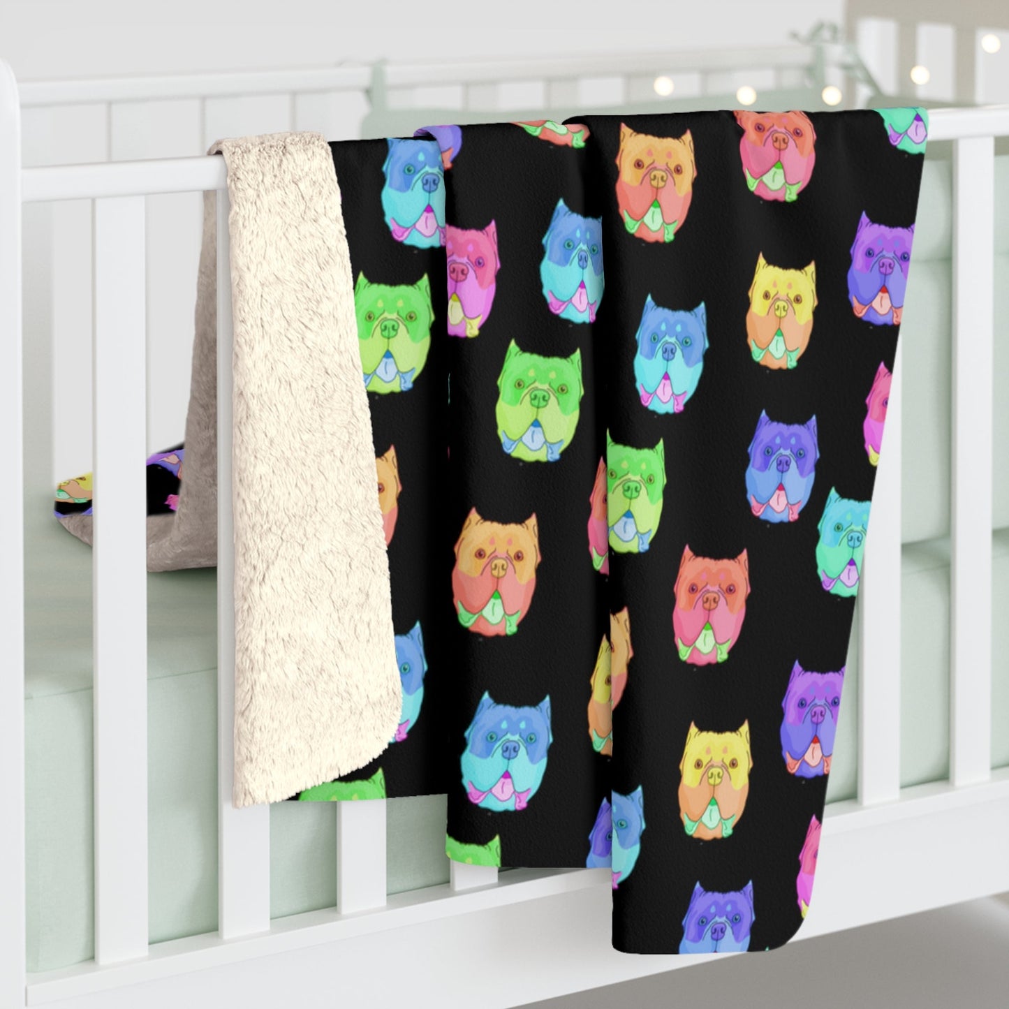 Rainbow American Bullies | Sherpa Fleece Blanket - Detezi Designs-21332906963623731888