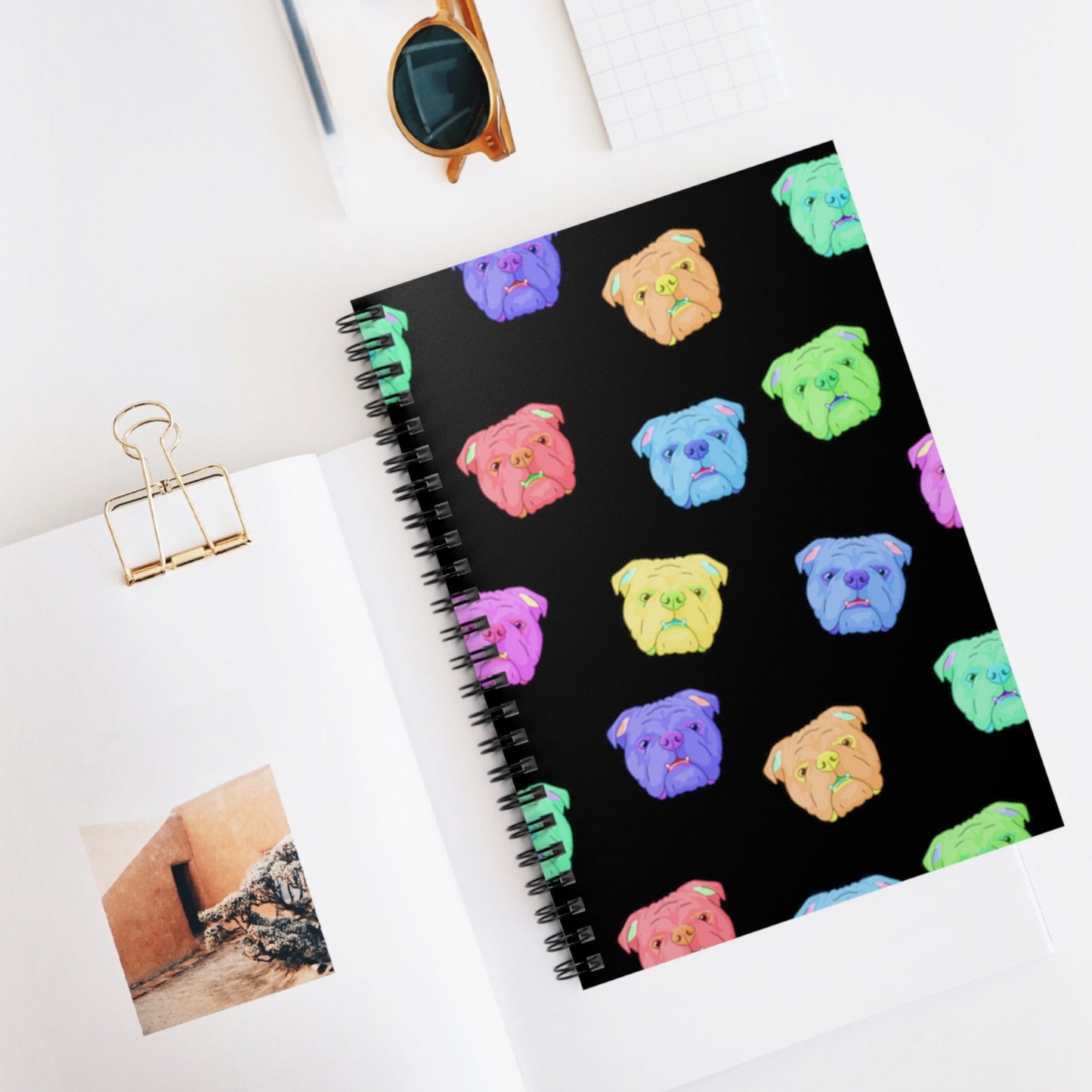 Rainbow English Bulldogs | Spiral Notebook - Detezi Designs-21063279377300314475