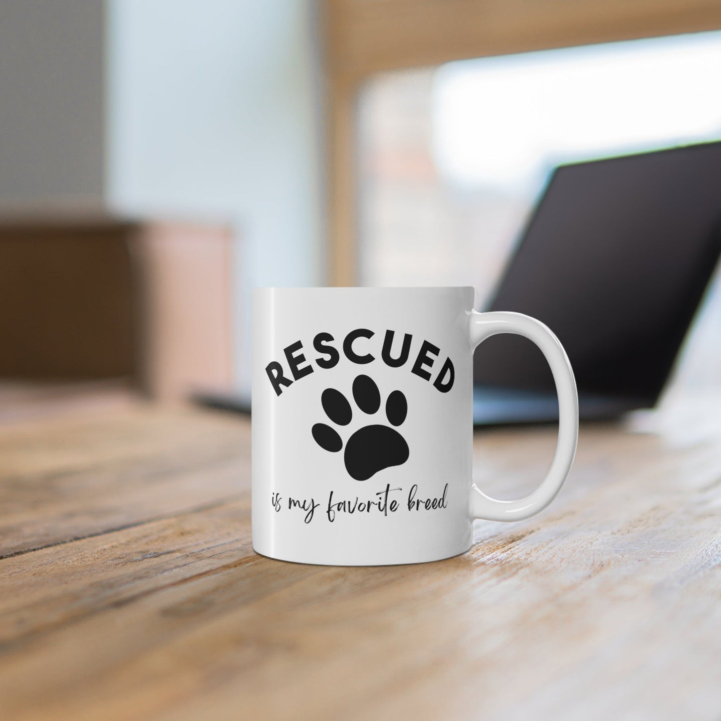 Rescued Is My Favorite Breed Paw | 11oz Mug - Detezi Designs-18663794302402765653