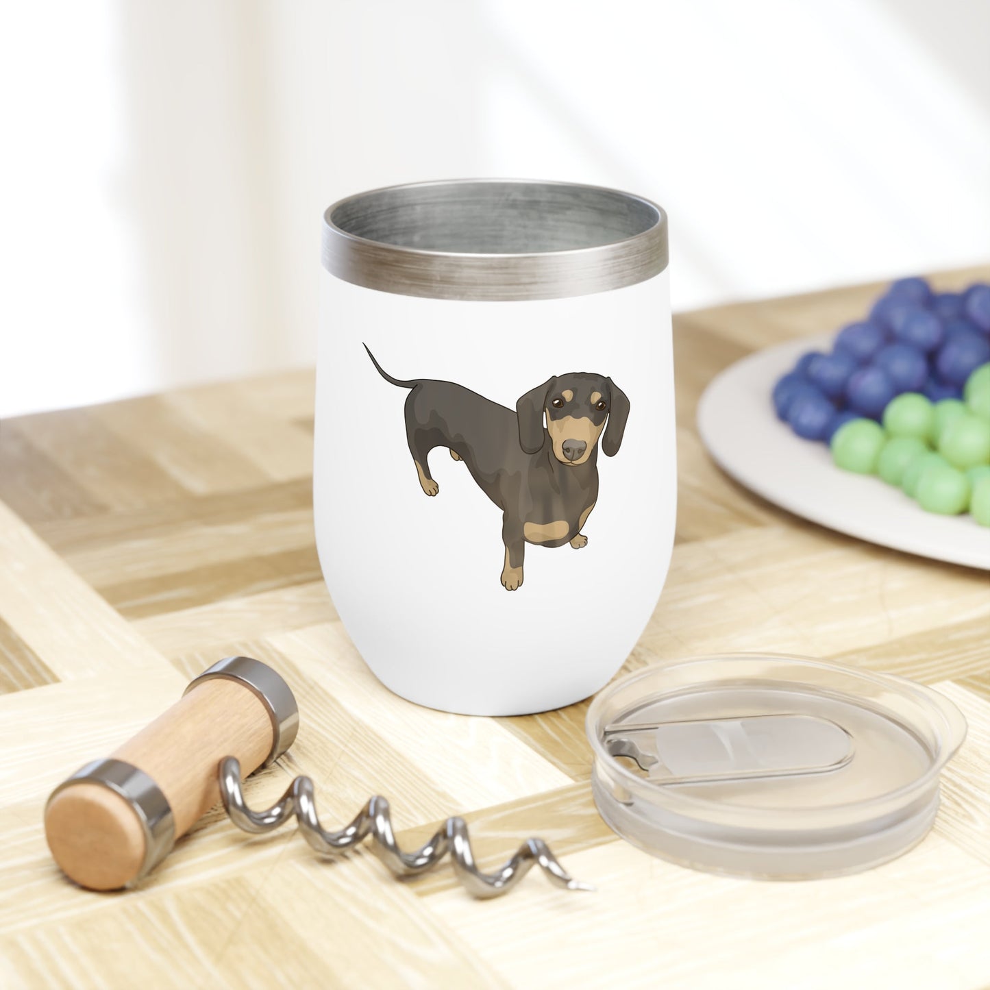 Short Hair Dachshund | Wine Tumbler - Detezi Designs-87003194567854670904